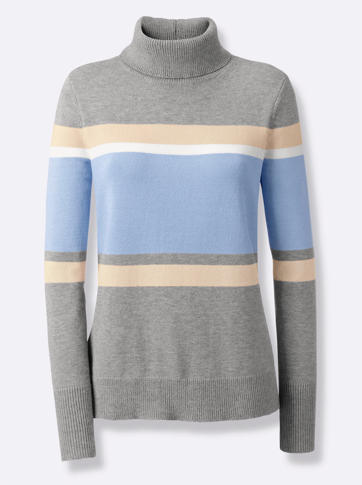 heine Pullover - grau-eisblau-geringelt