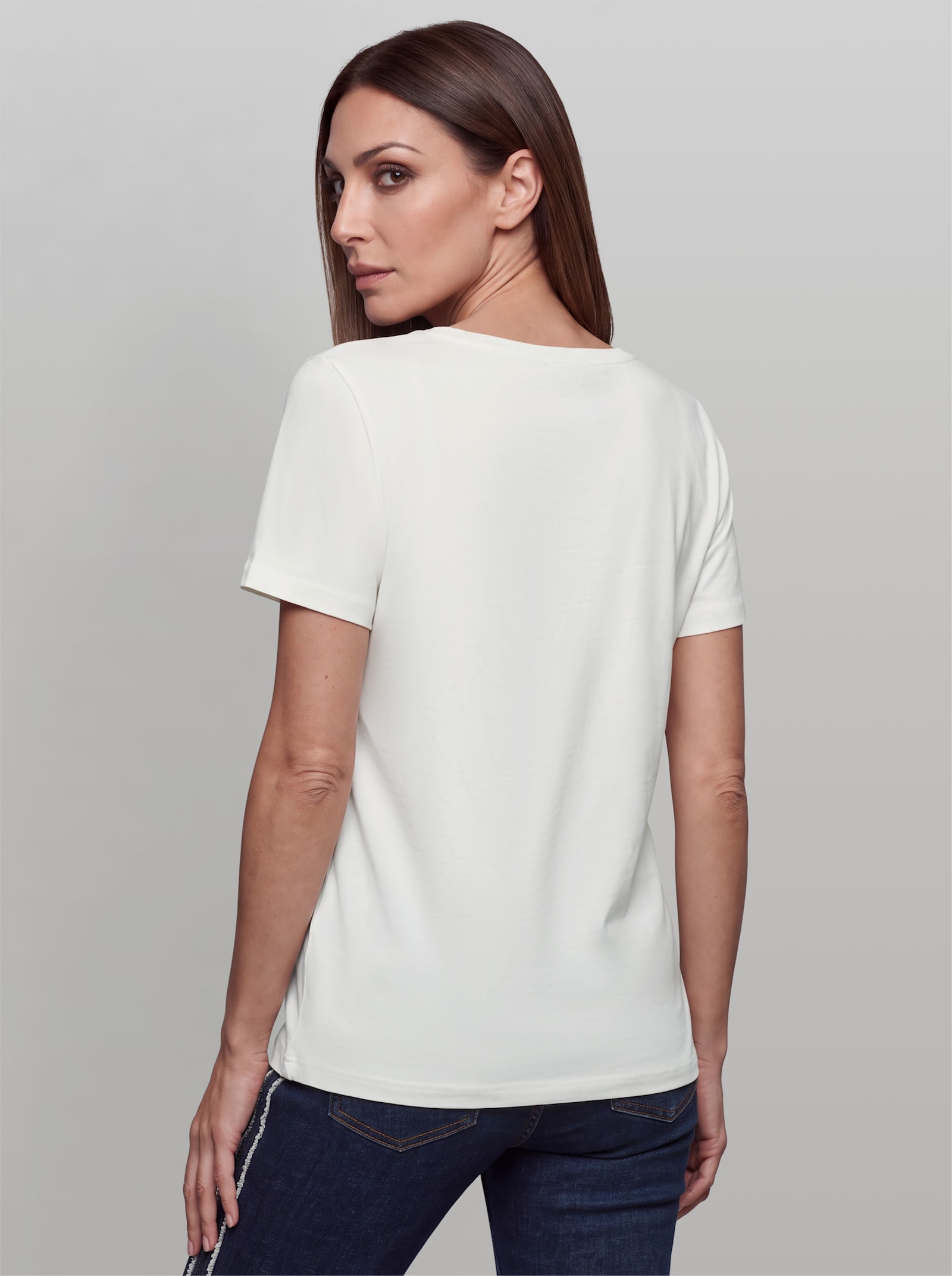 heine Kurzarmshirt mit Print - ecru