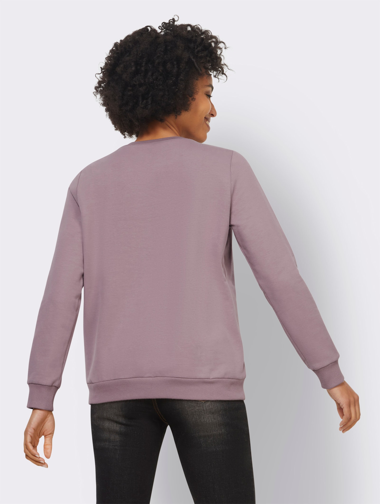 heine Sweatshirt met fluweelzacht opschrift - roze