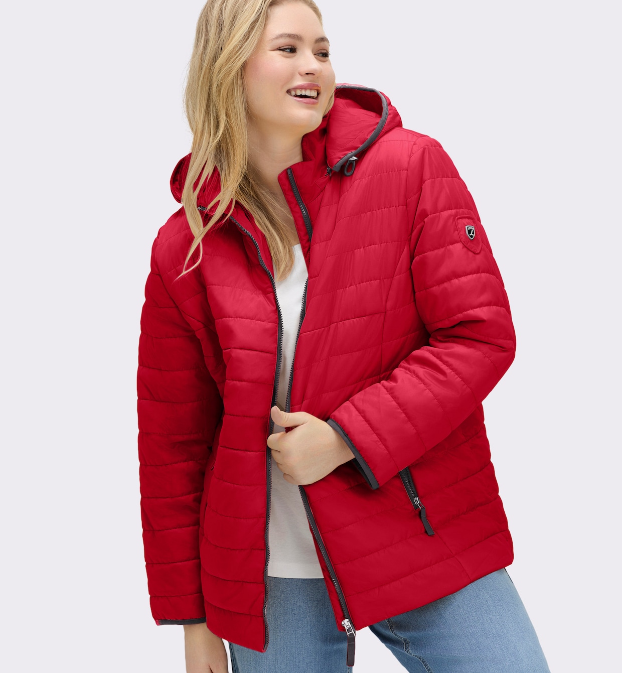 Steppjacke mit kontrastfarbenen Akzenten - rot