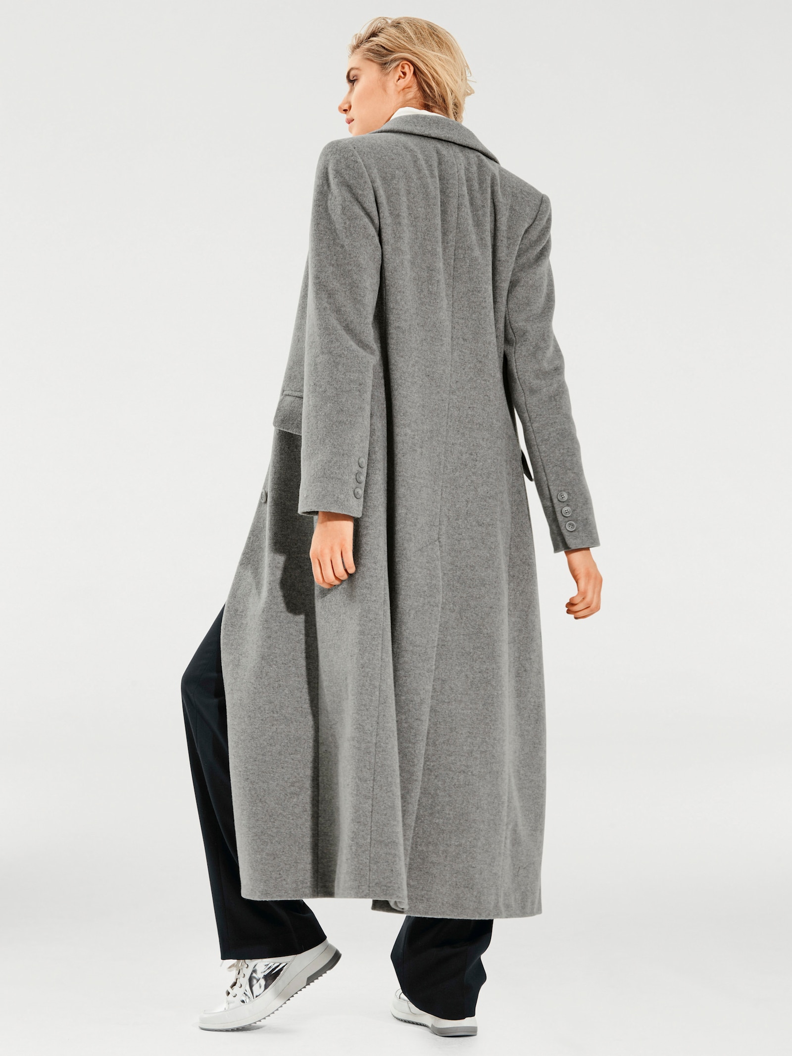 heine Mantel in Longform - grau-melange