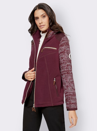 Fleecejacke im Mix aus Fleece und Strick - beere-meliert