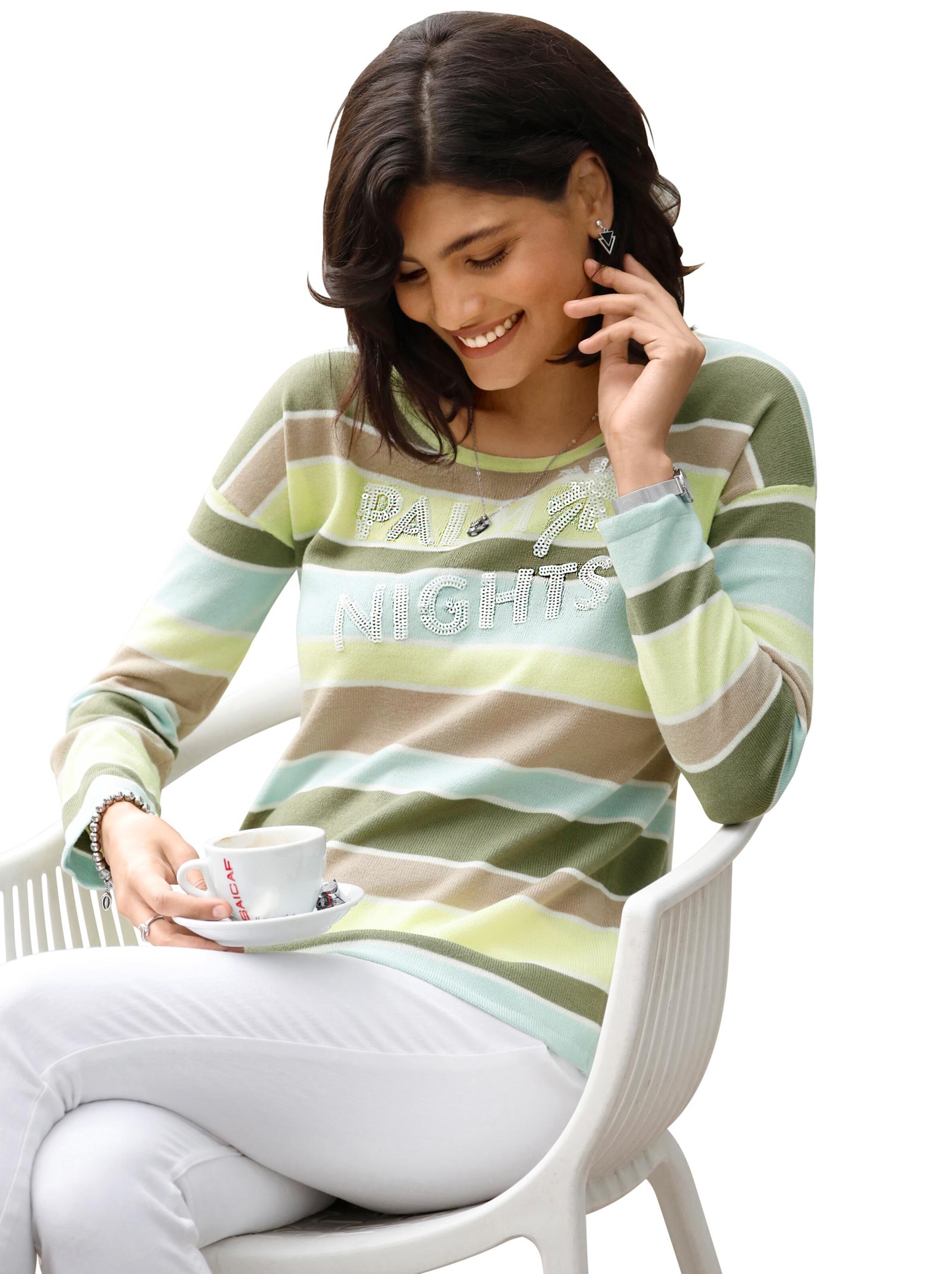 Pullover - pistazie-geringelt