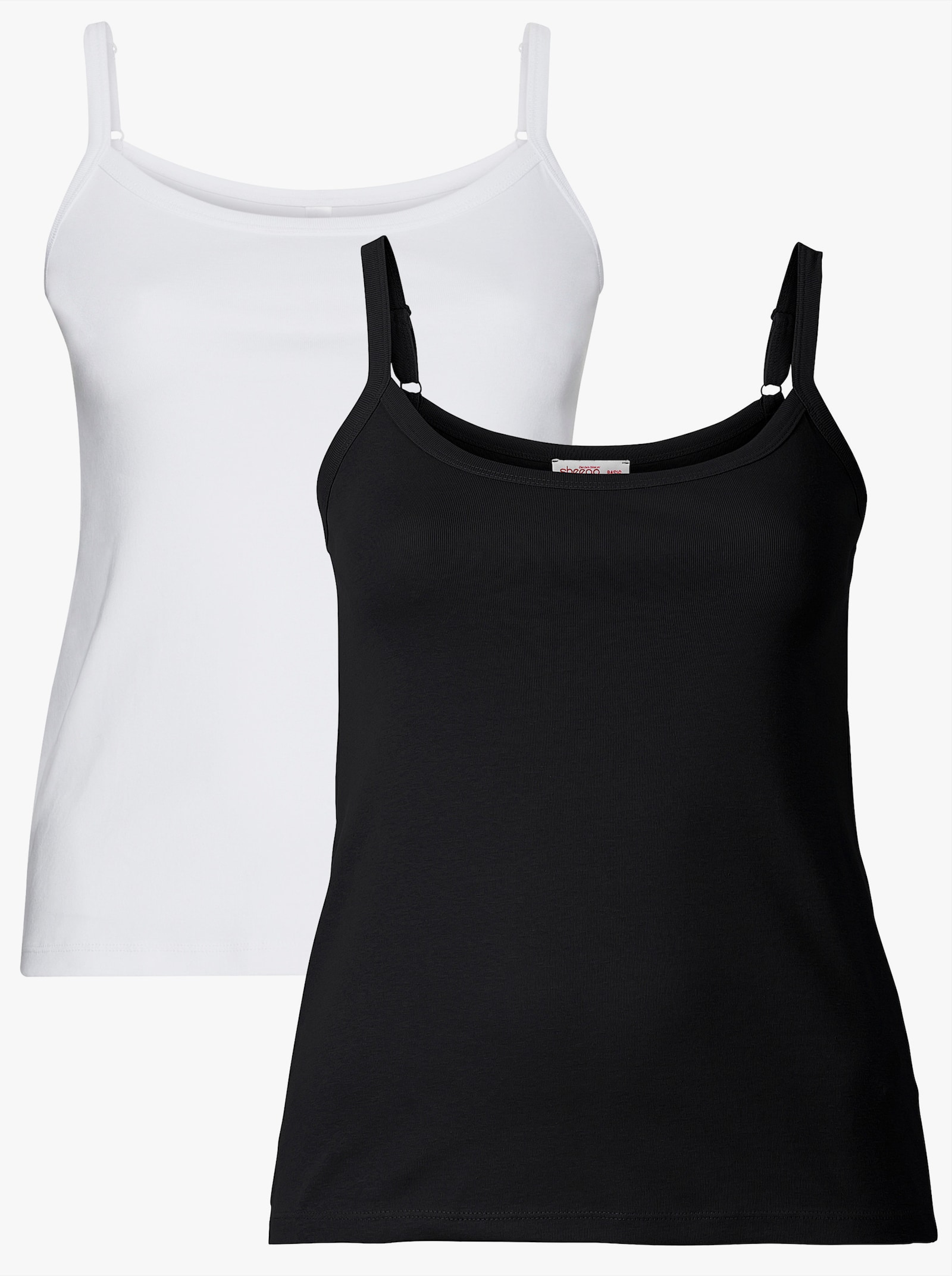 sheego Spaghettitop in Rippqualität - schwarz