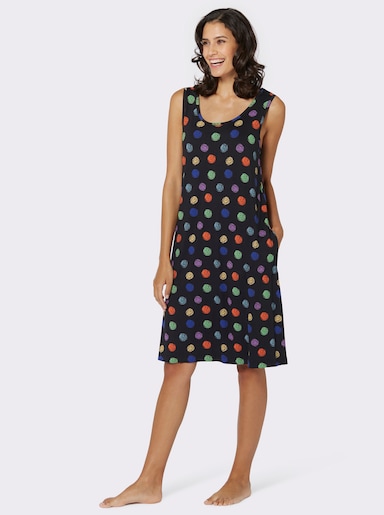 feel good Sommerkleid in A-Form, gepunktet - schwarz-bunt-bedruckt