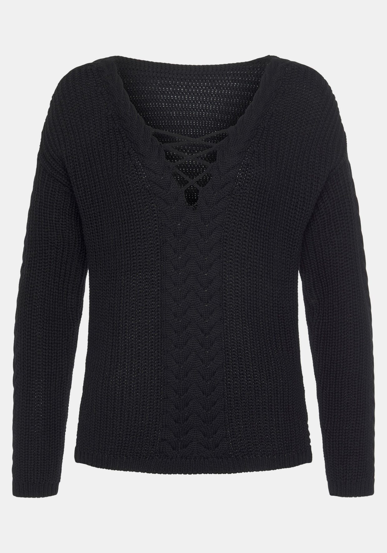 LASCANA Ajourpullover - schwarz