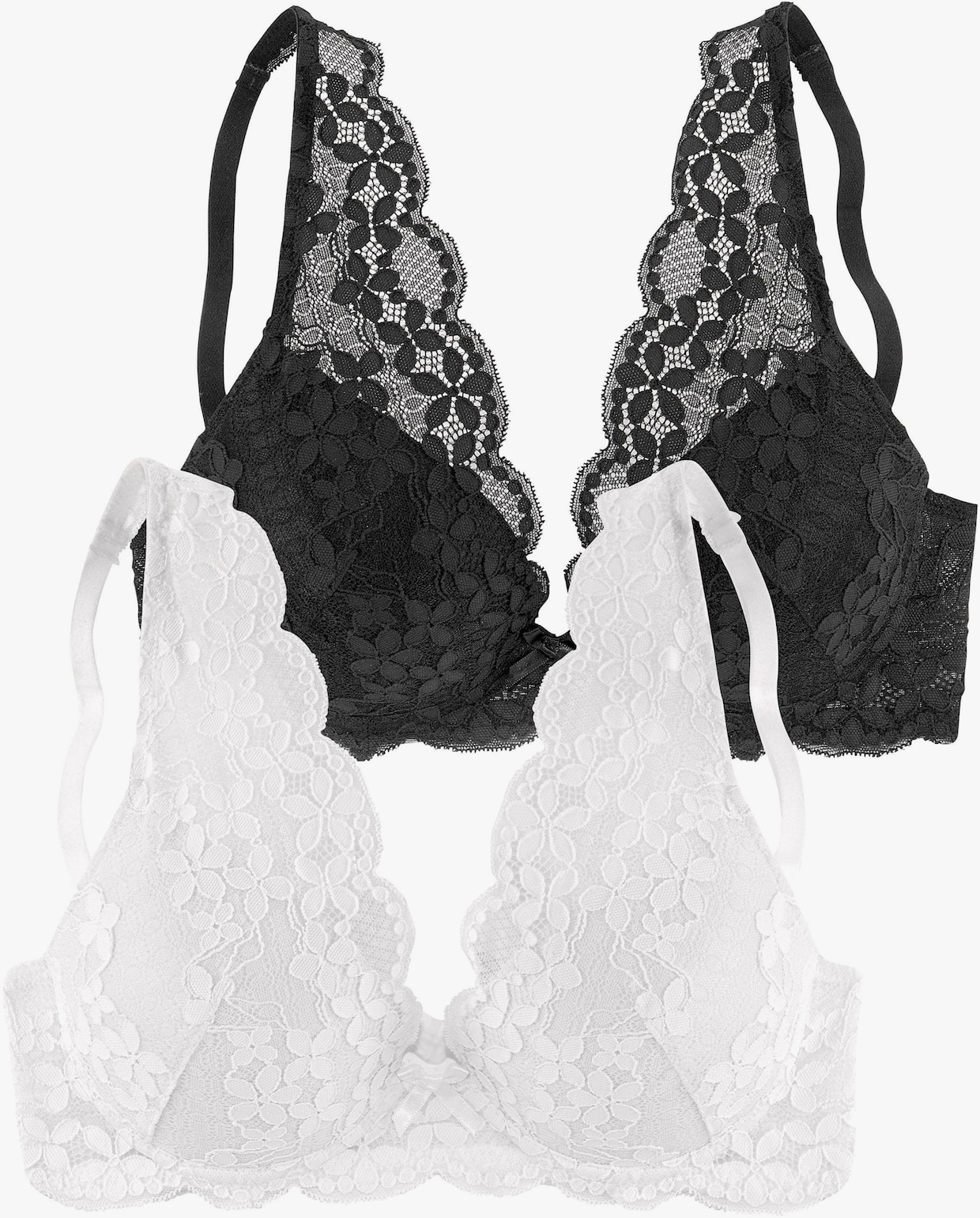 petite fleur Soutien-gorge push-up - blanc + noir