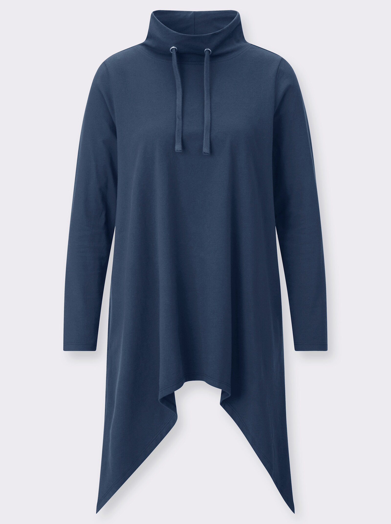 Longshirt mit zipfeligem Saum - dunkelblau