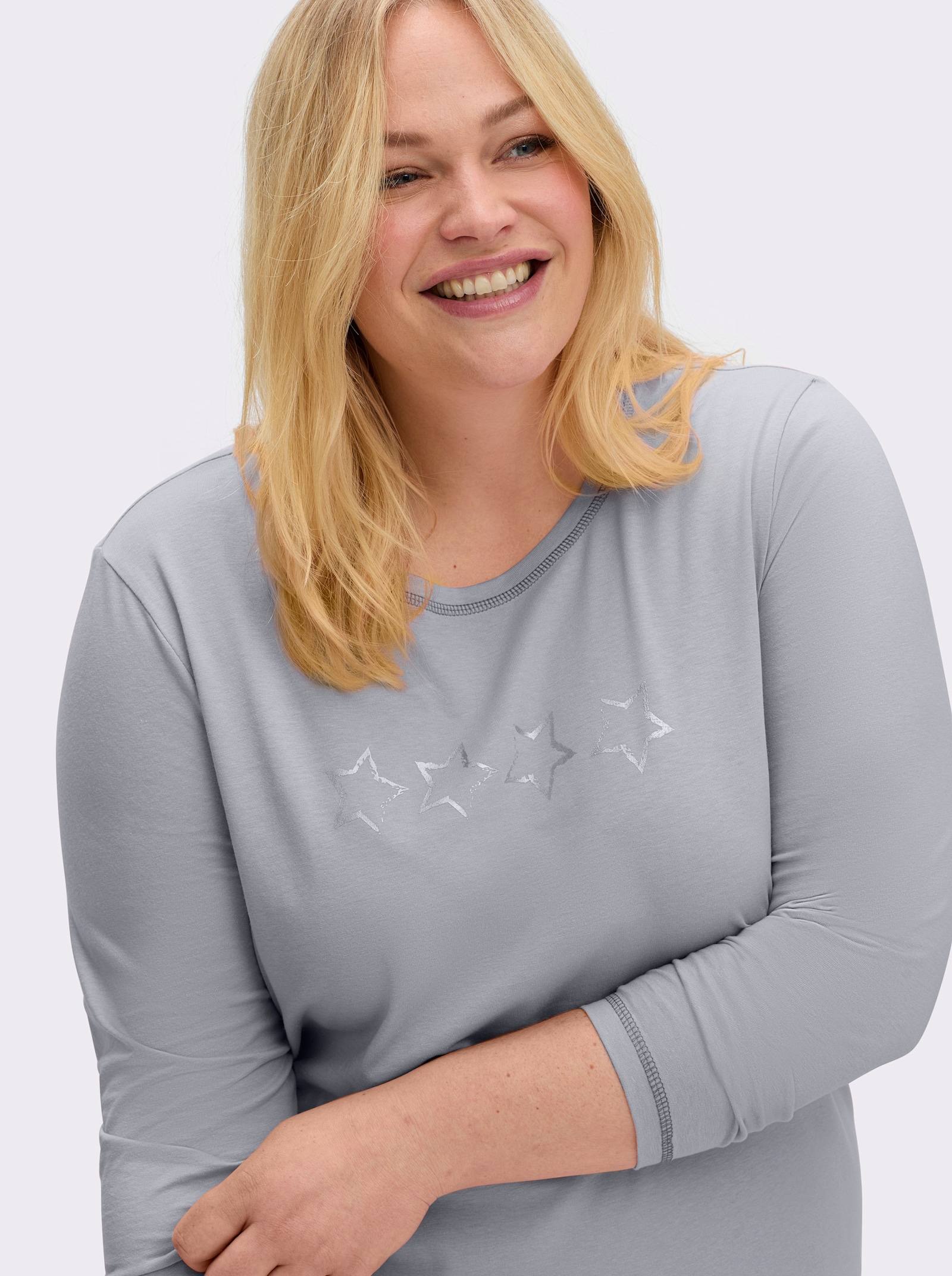 wäschepur Langarm Sleepshirts - grau + grau-gestreift