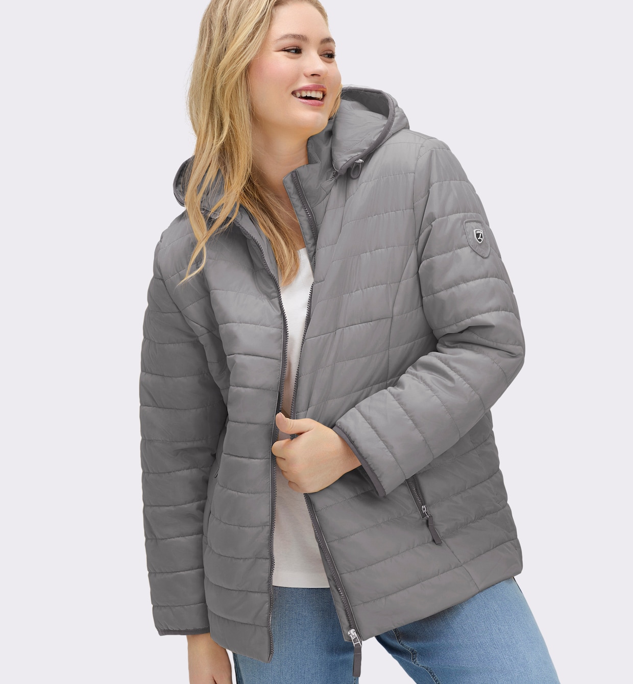 Steppjacke mit kontrastfarbenen Akzenten - grau