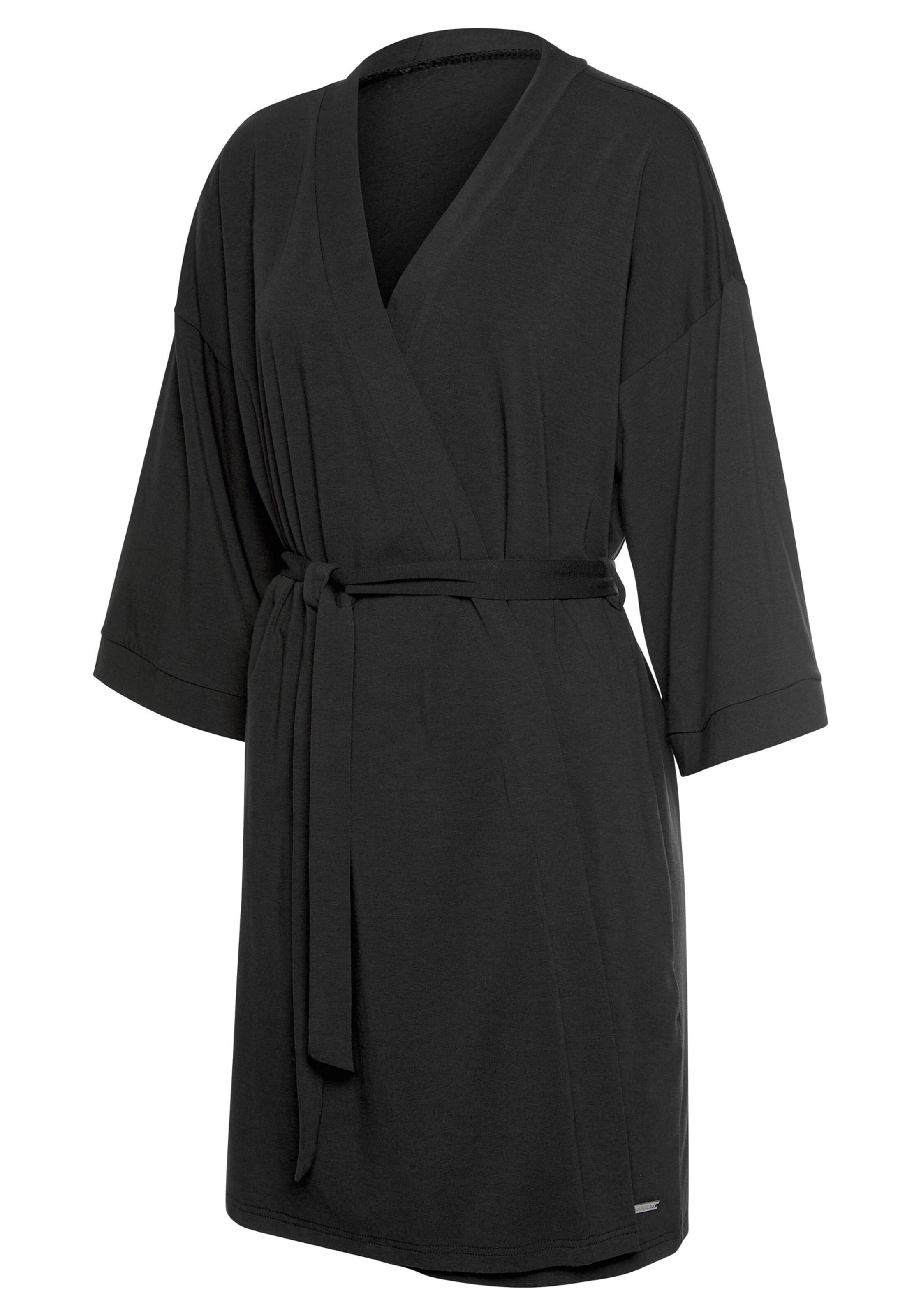 Damenmode Nachtwäsche & Homewear LASCANA Kimono in schwarz 
