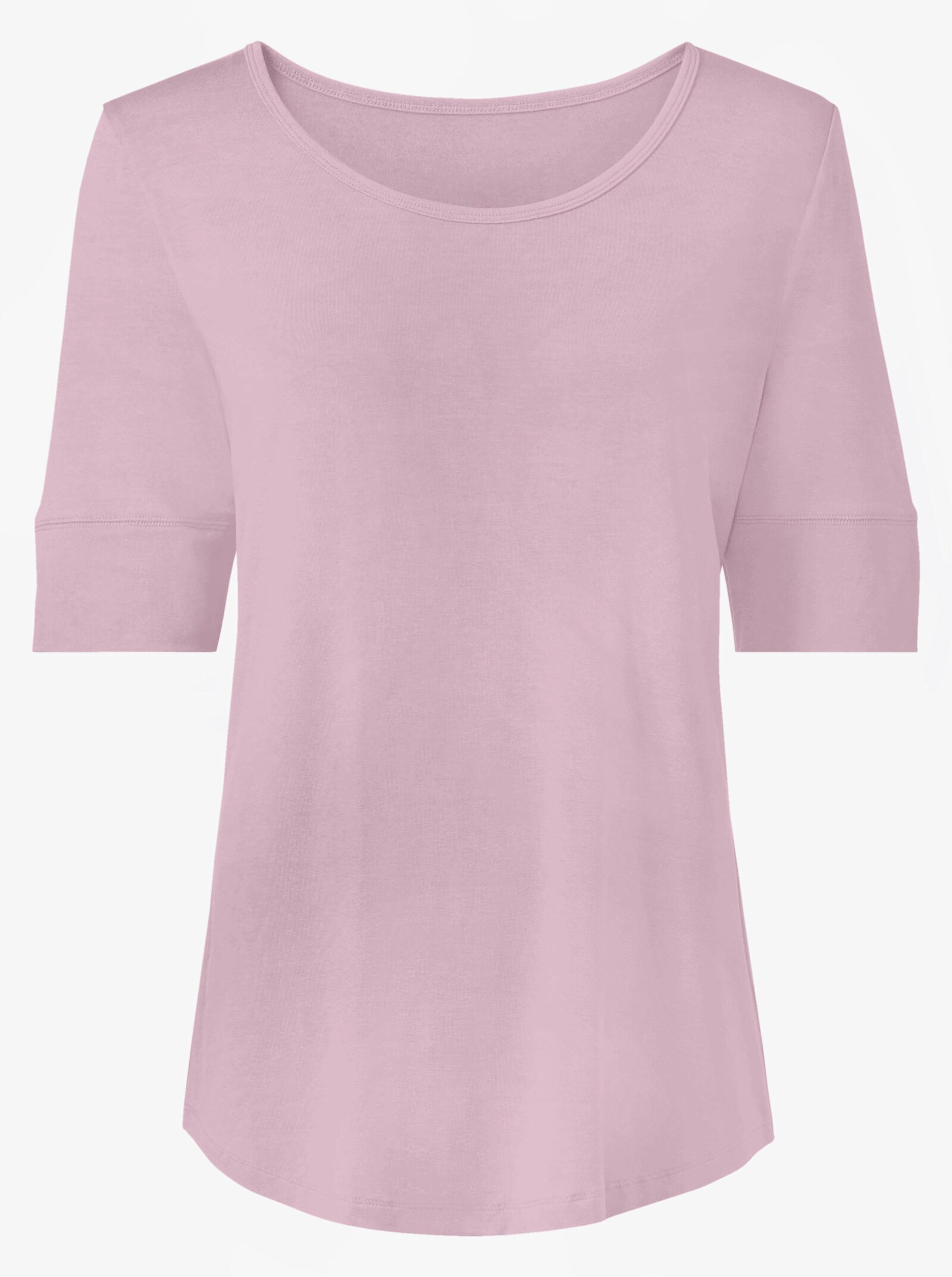 T-Shirt mit zweilagigem Ärmelbündchen - rosé