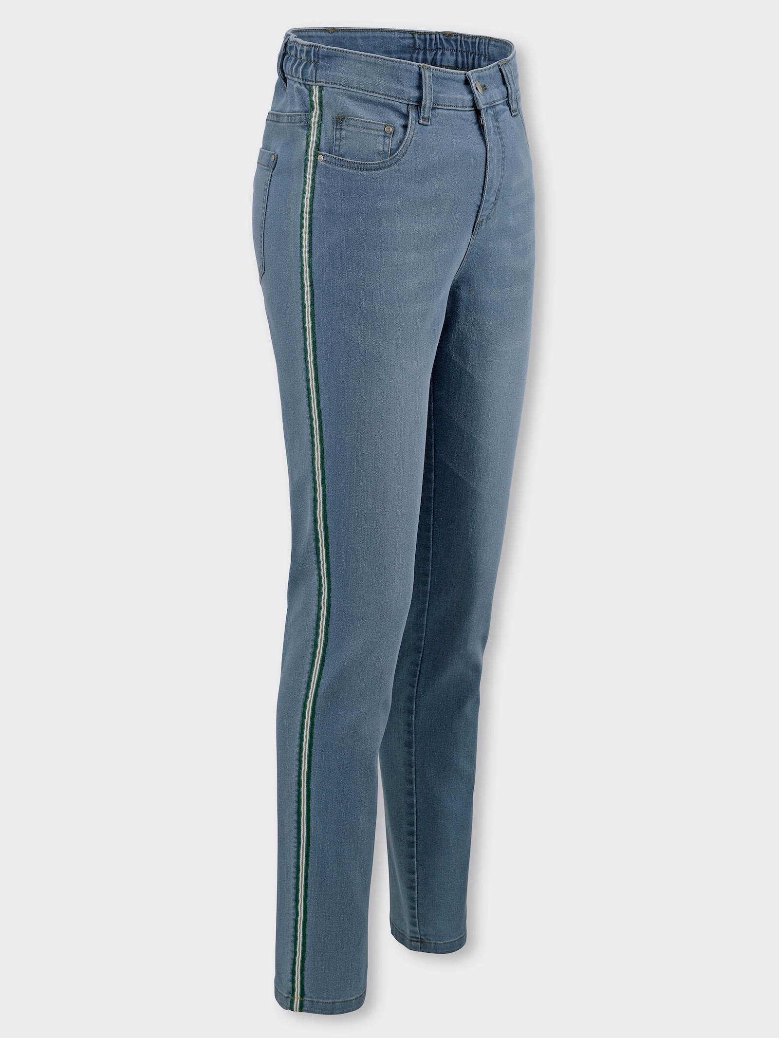 5-pocketjeans met galonstrepen - blue-bleached