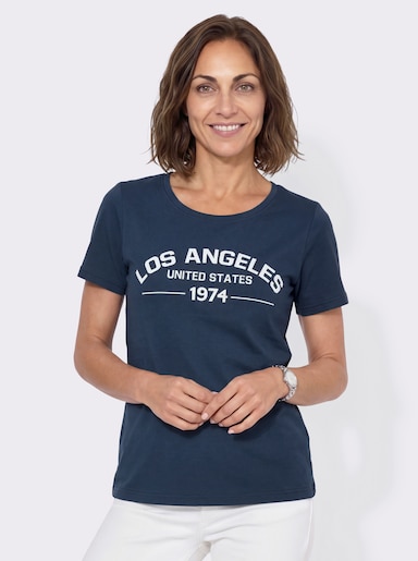 Shirt mit Schriftzug vorne - dunkelblau-ecru