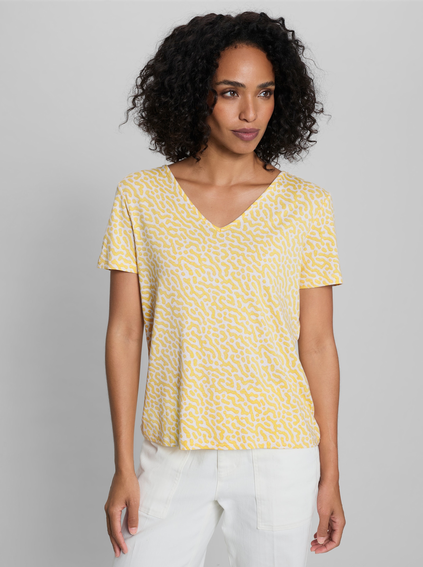 heine Shirt mit Druck-Dessin - zitrone-ecru-bedruckt
