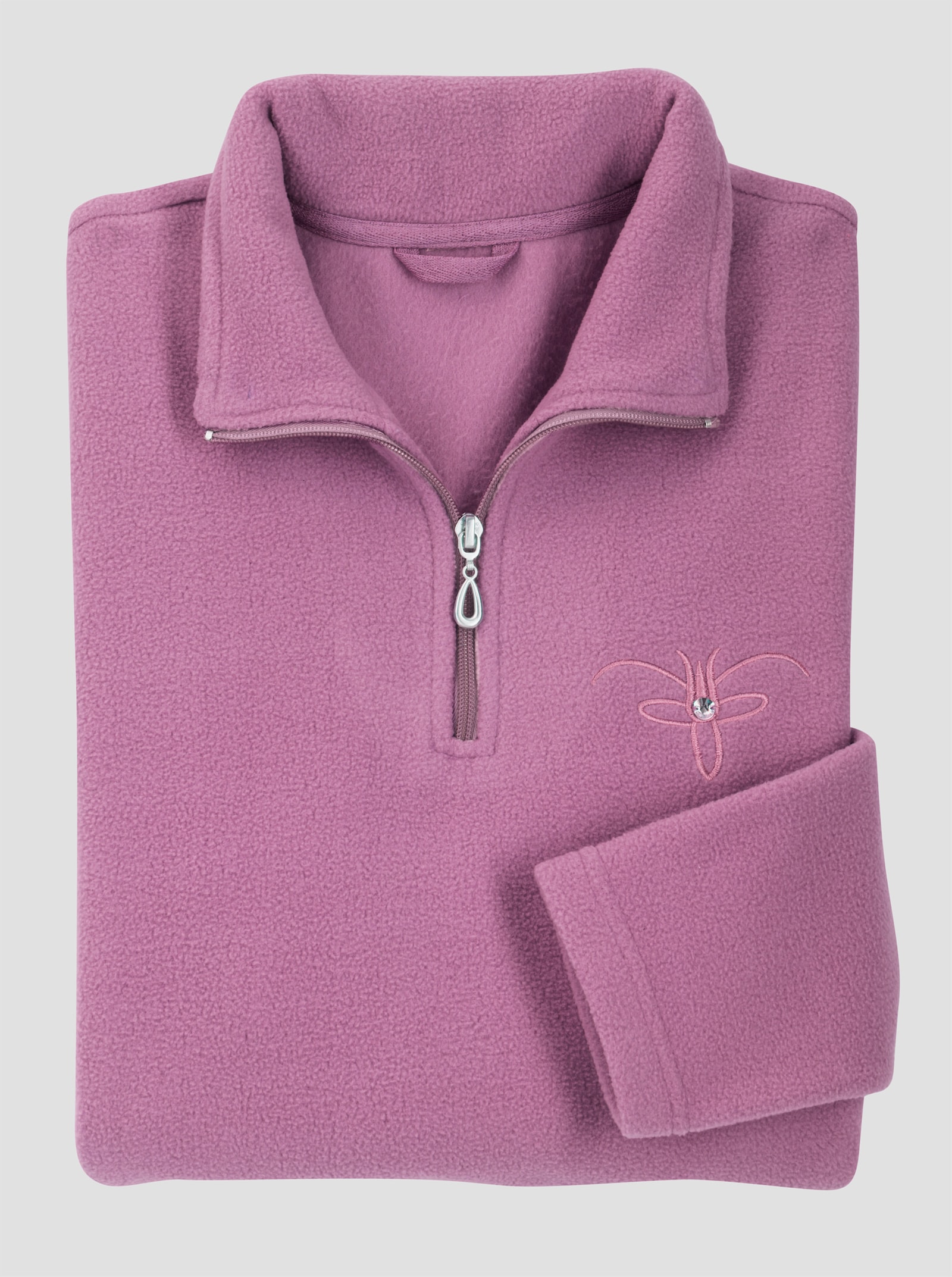 Fleeceshirt mit Glitzersteinchen - orchidee