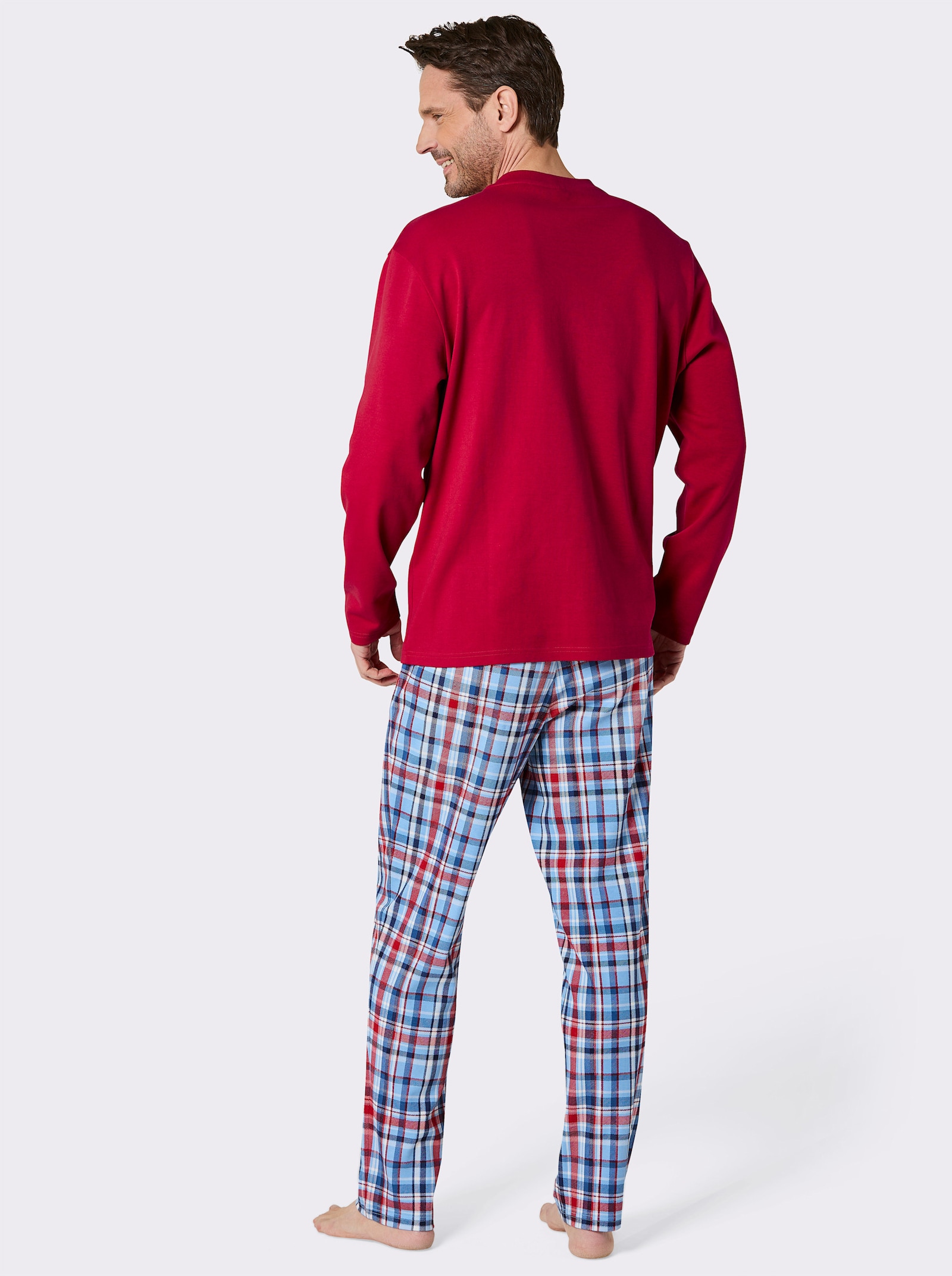 wäschepur men Schlafanzug - rot-himmelblau-kariert