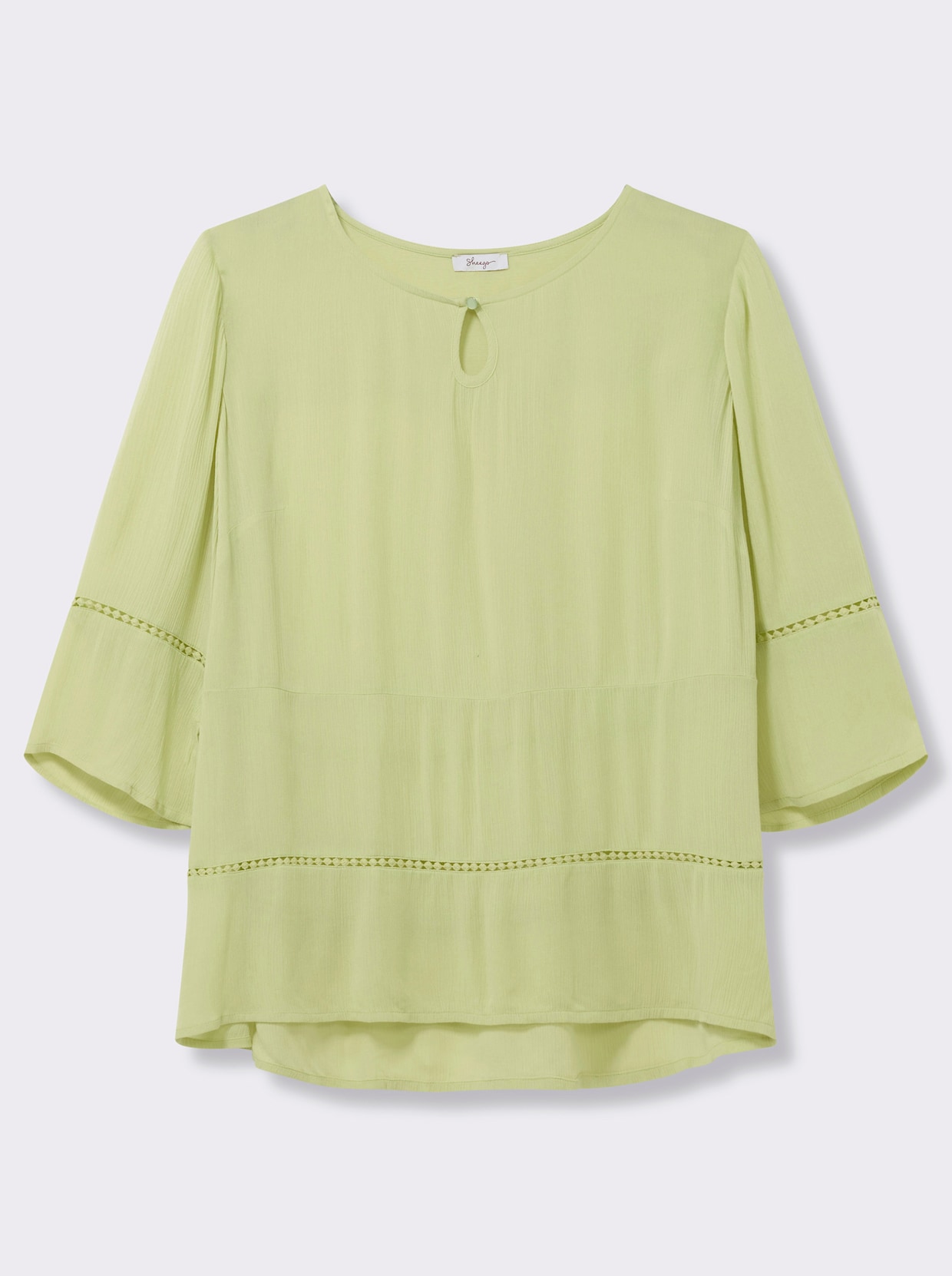 sheego Tuniek met 3/4-mouwen en boord met ajourpatroon - pistache