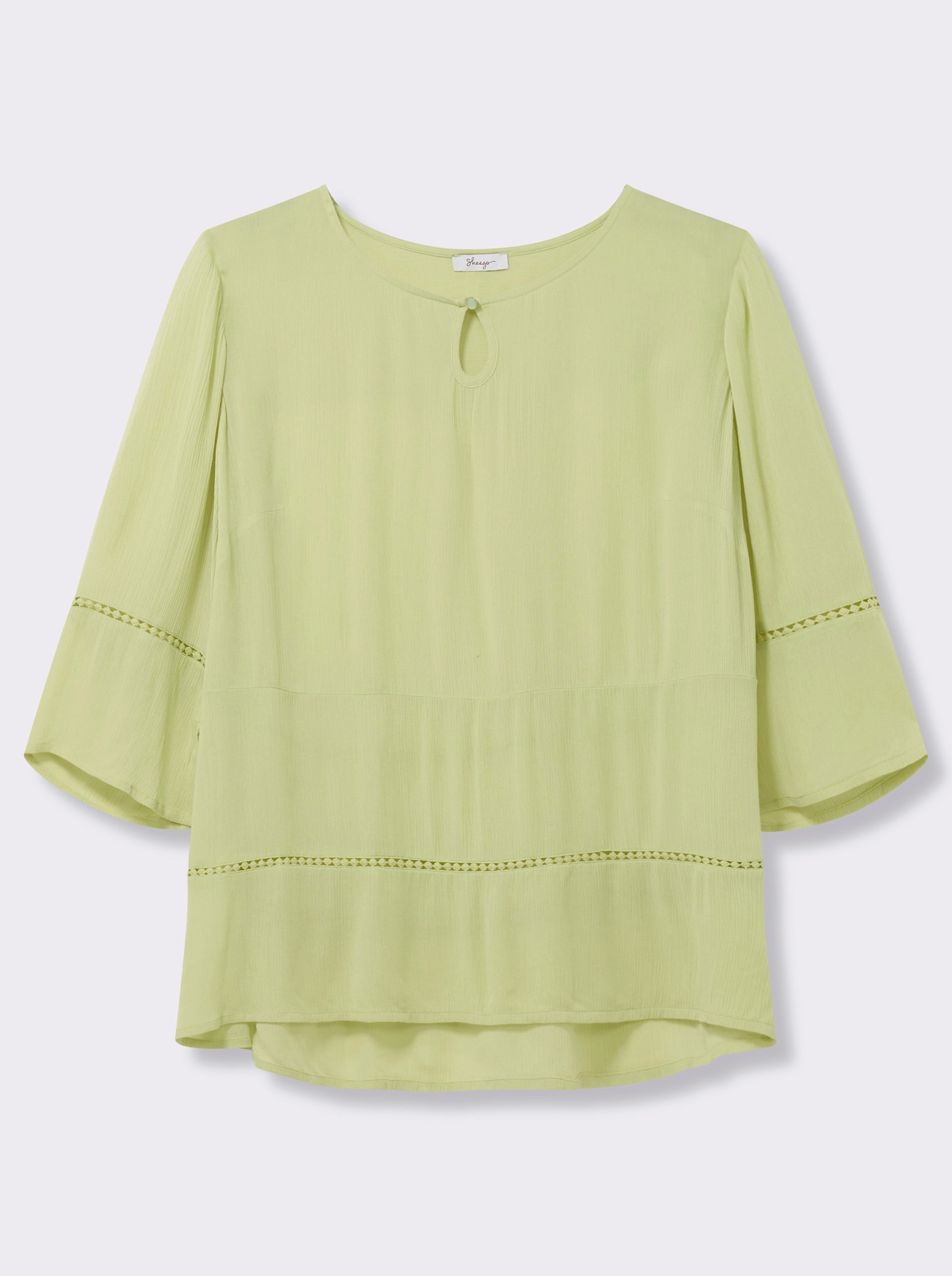 sheego Tunika mit 3/4-Arm und Lochmusterborte - pistazie