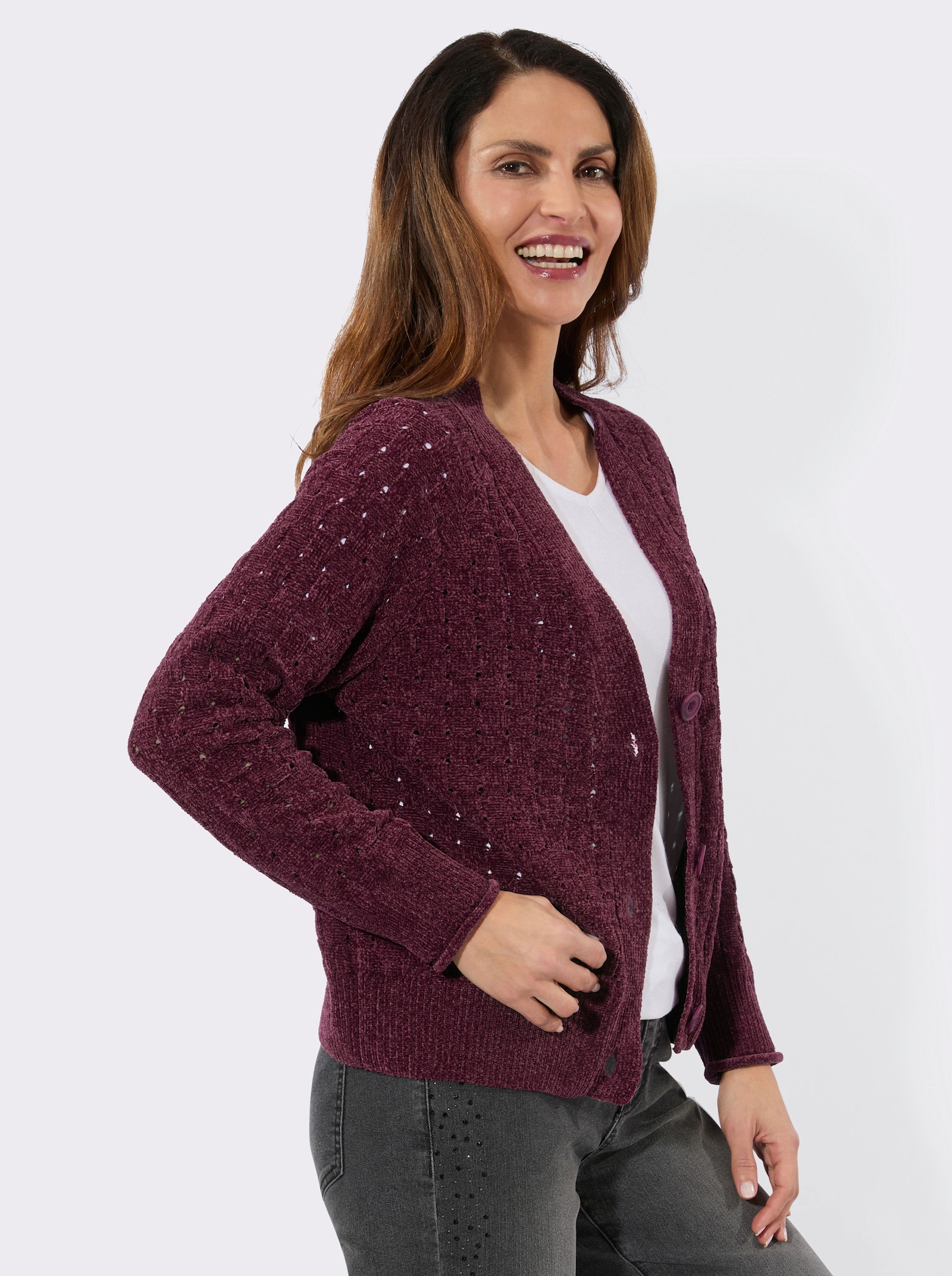 Strickjacke in Chenille-Qualität - bordeaux