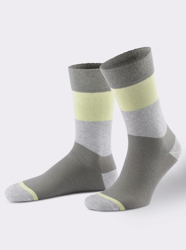 wäschepur men Herren-Socken - hellgrau-meliert-pistazie