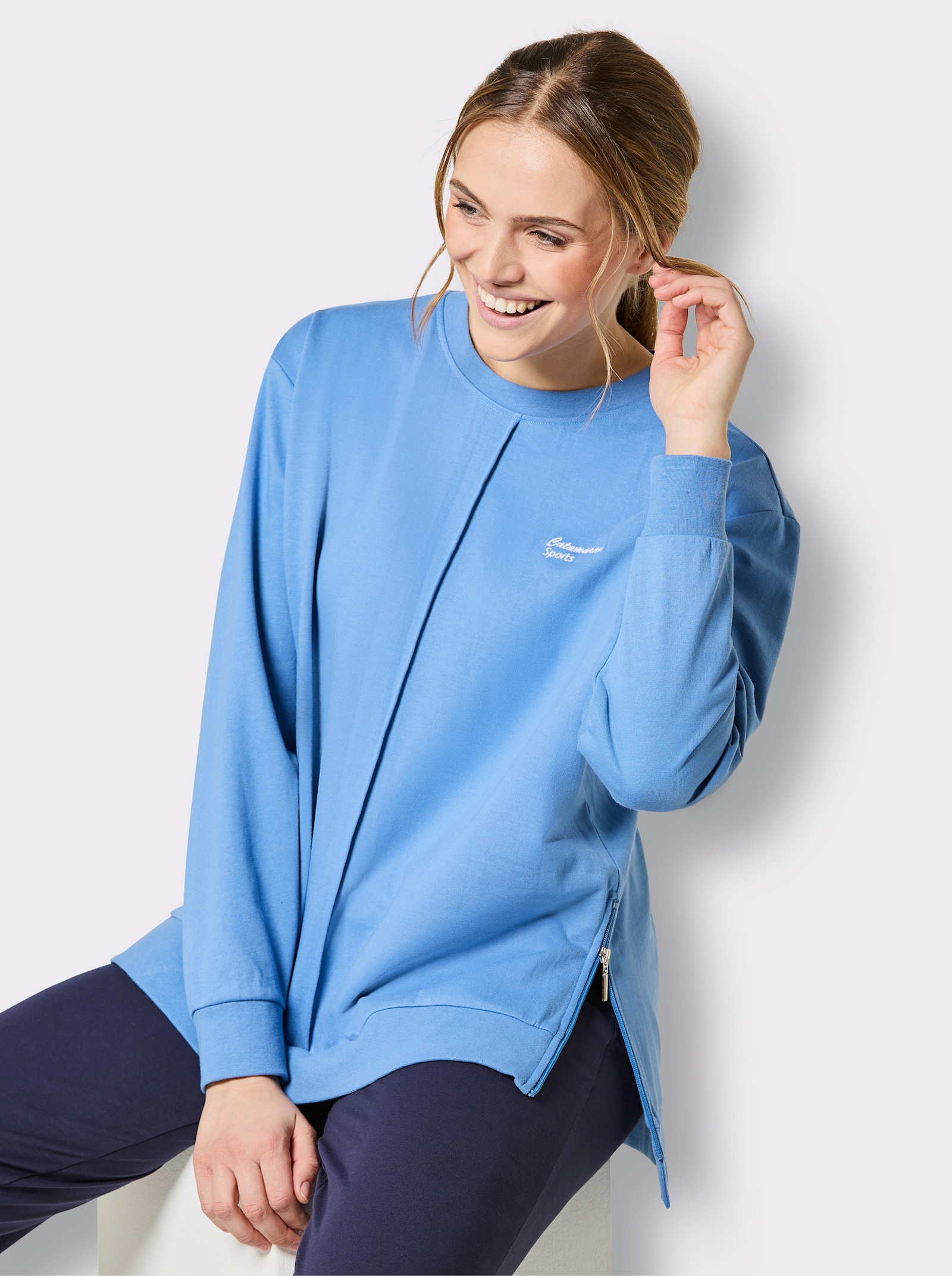 Catamaran Sports Freizeitshirt mit Biese vorne - mittelblau