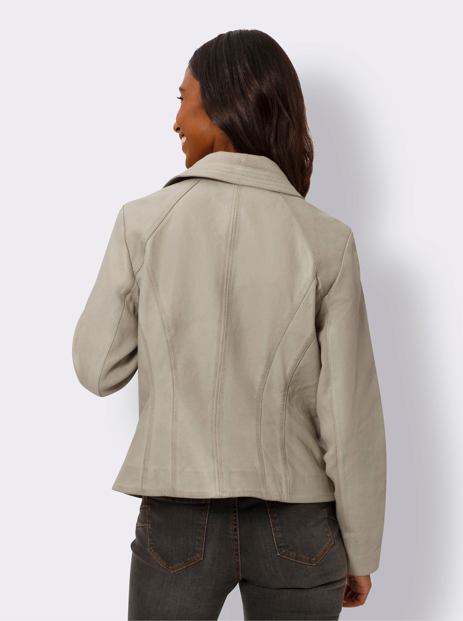 heine Lederjacke in taillierter Schnittform - sand