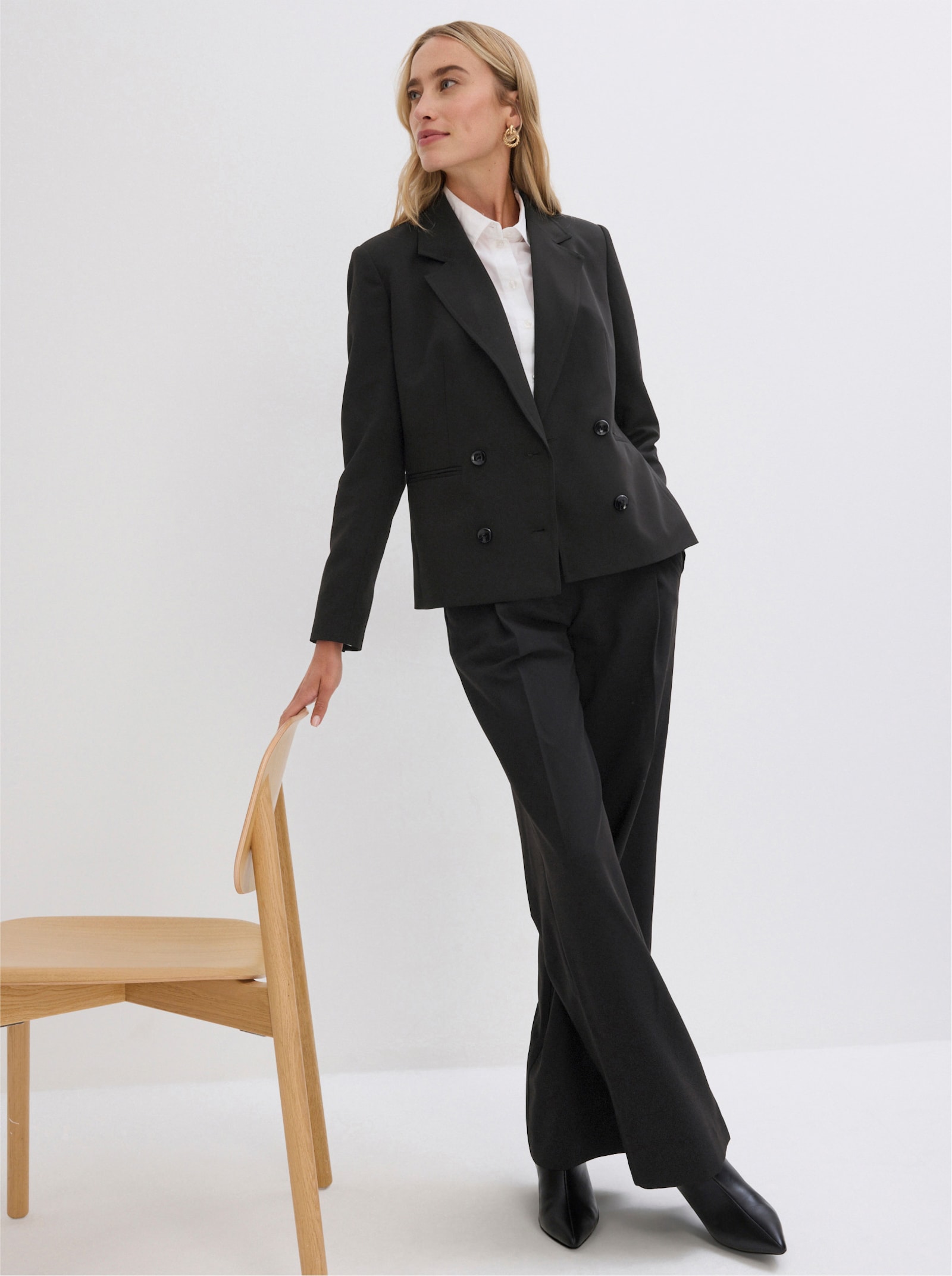 Blazer mit 2-reihiger Knopfleiste - schwarz