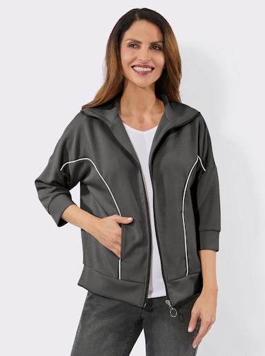 Sweatjacke mit 3/4-Ärmeln - graphit