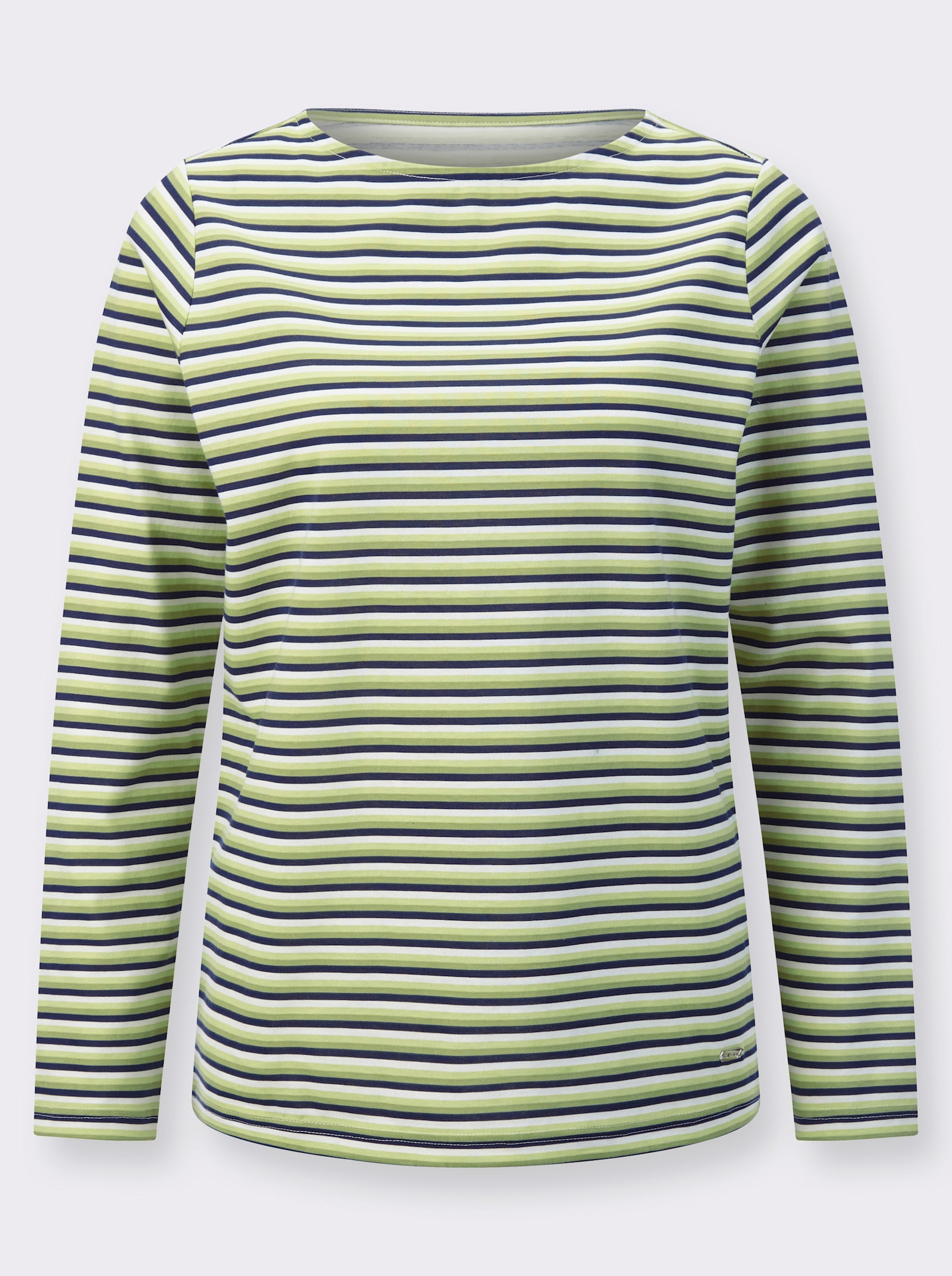 Langarmshirt im Ringel-Dessin - schilf-marine-geringelt