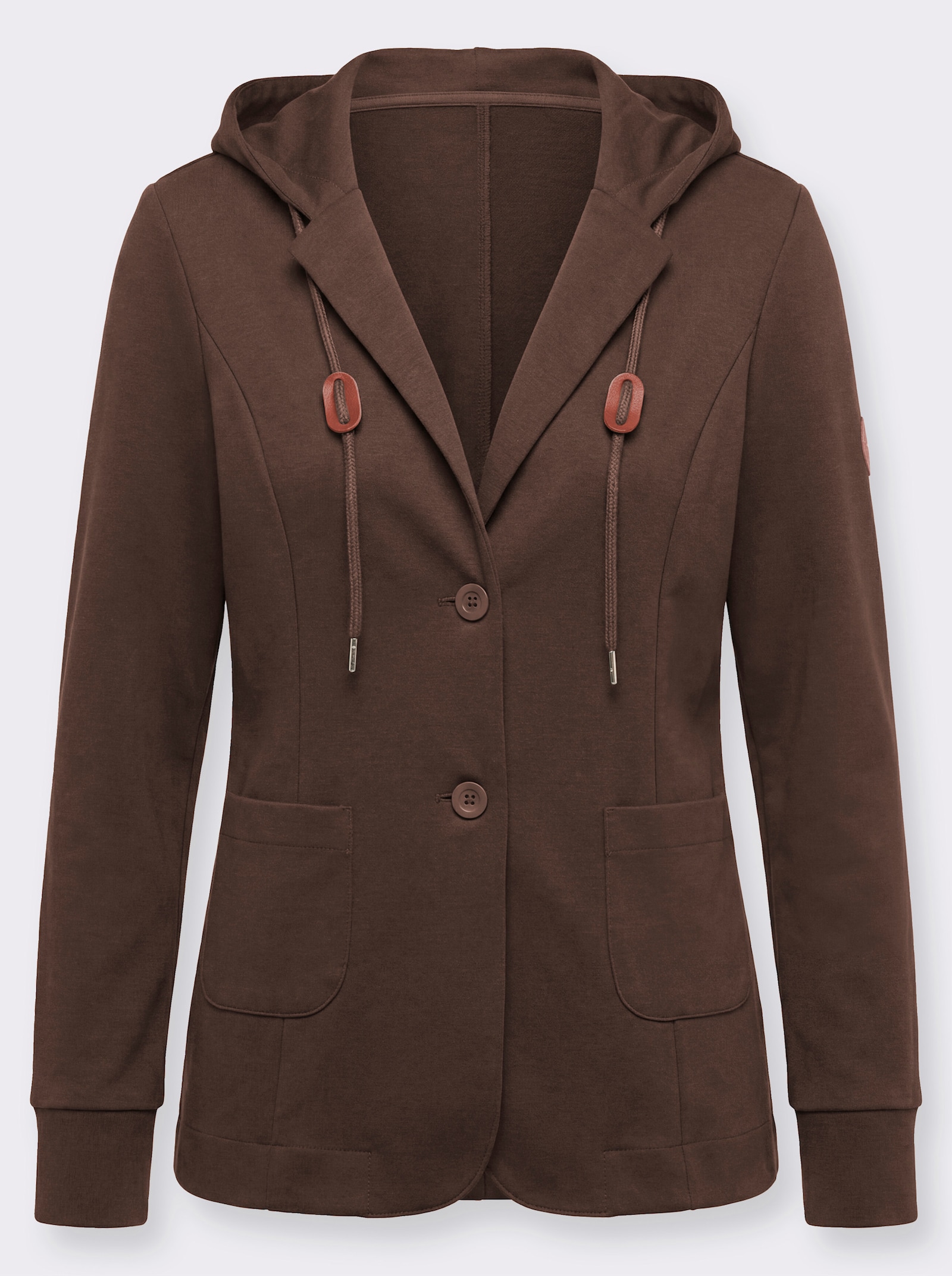 Shirtjacke mit Reverskragen - schoko