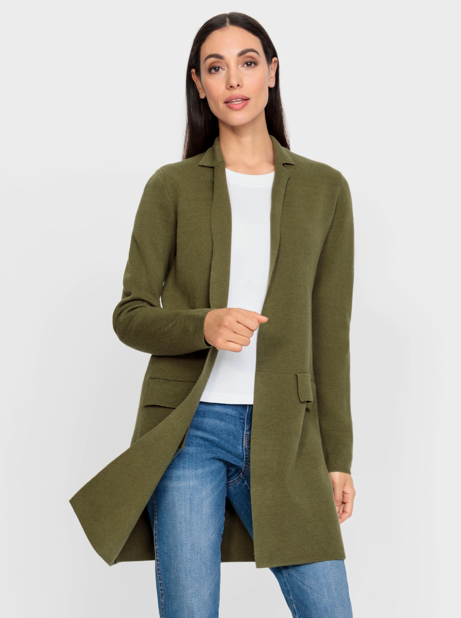 heine Manteau en tricot avec poches à rabat - vert olive