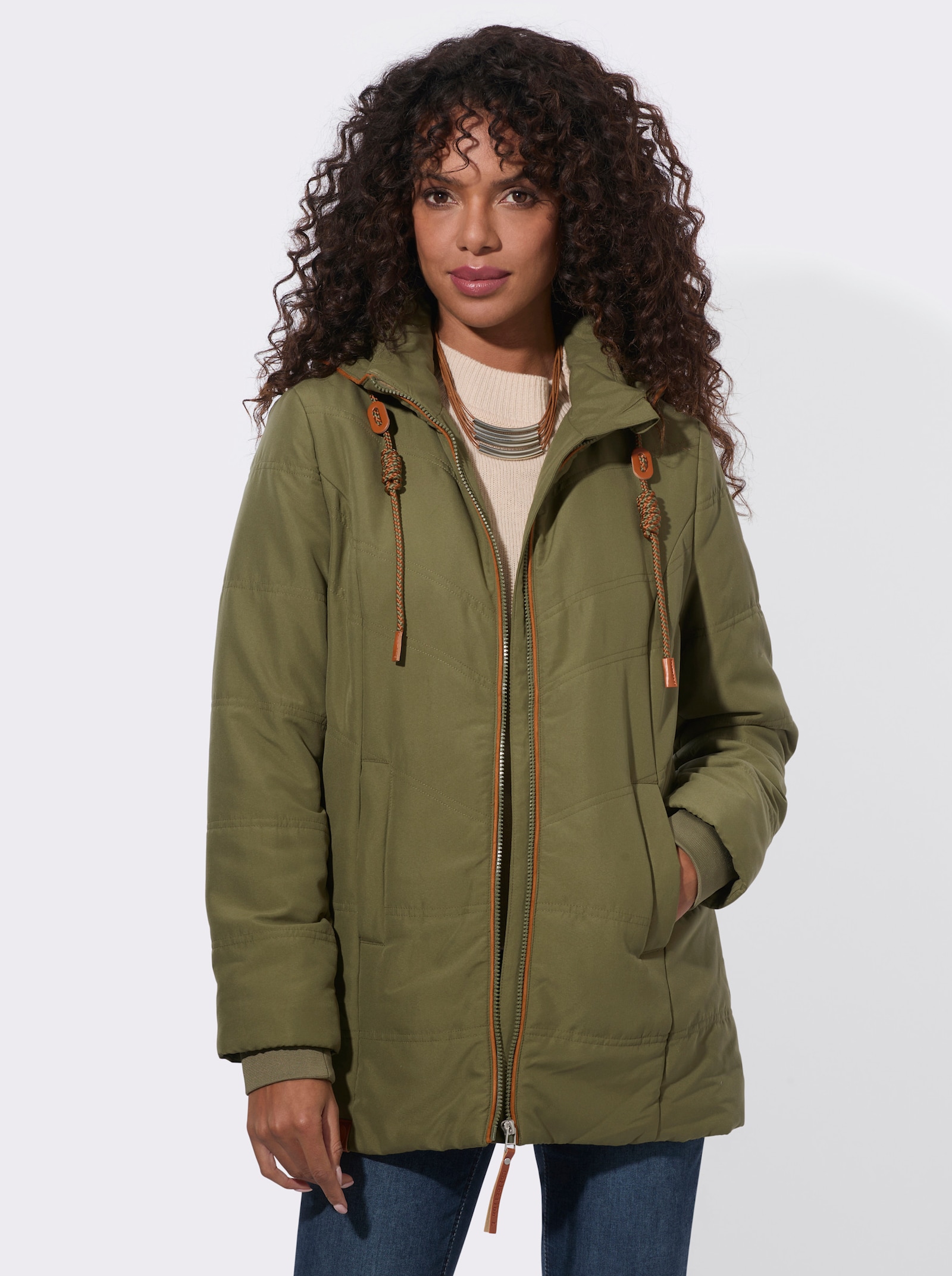 Steppjacke mit Innentasche - oliv