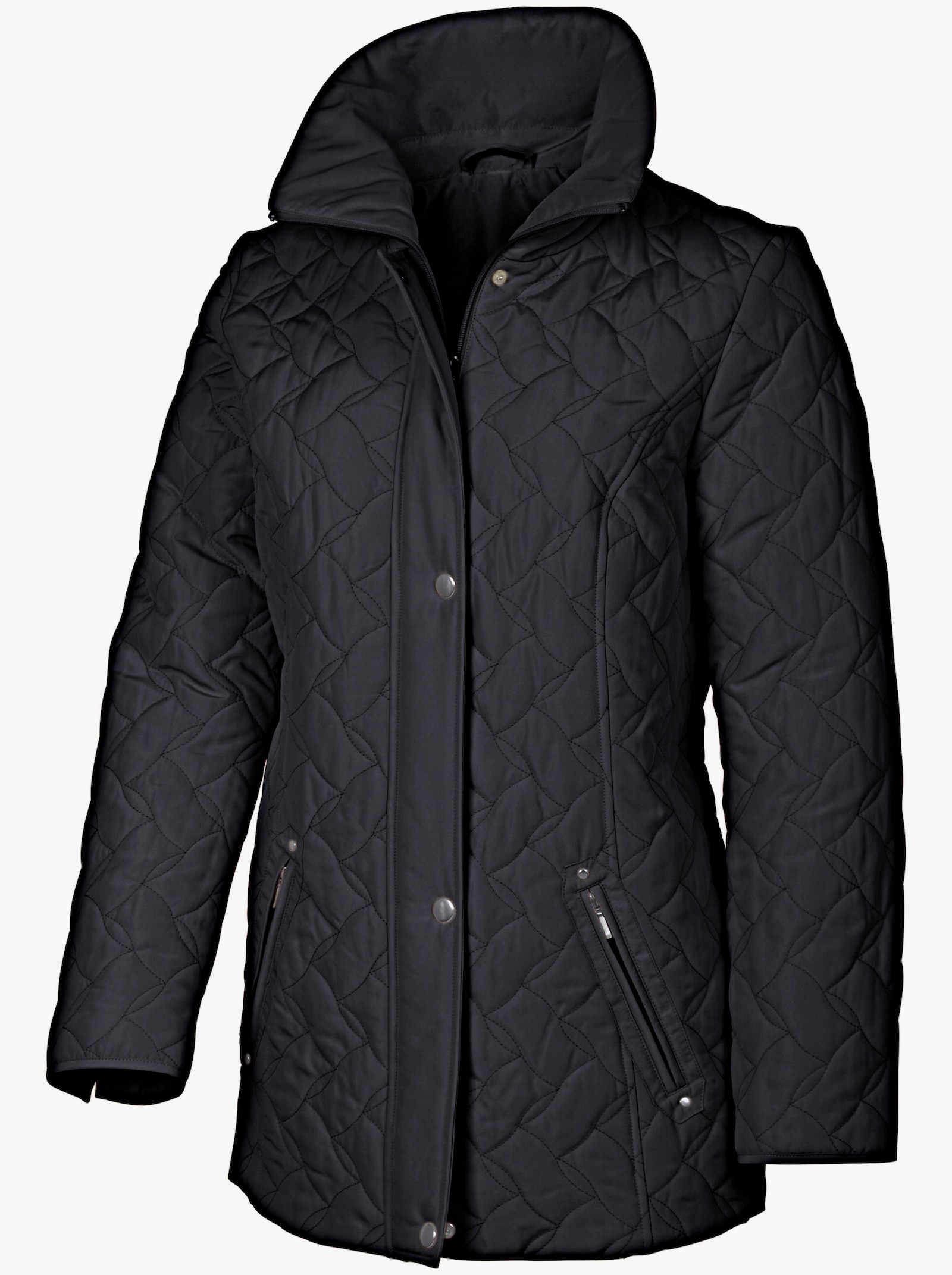 Steppjacke mit formgebenden Nähten - schwarz