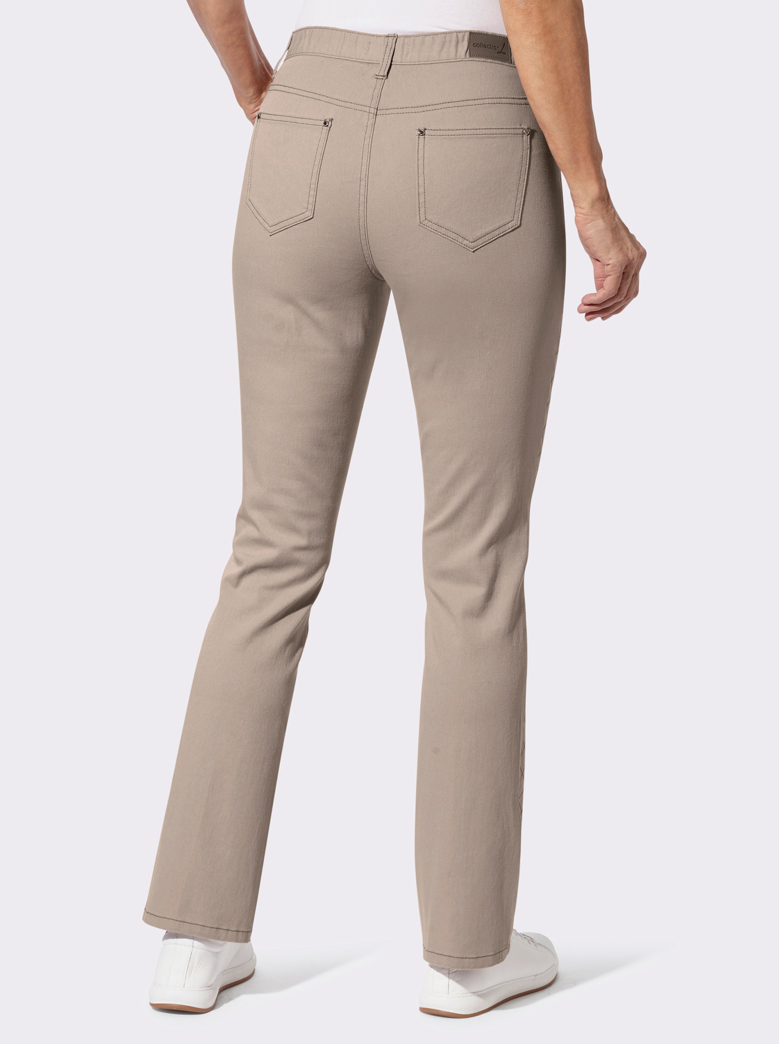 5-Pocket-Jeans mit Rauten-Steppung - sesam