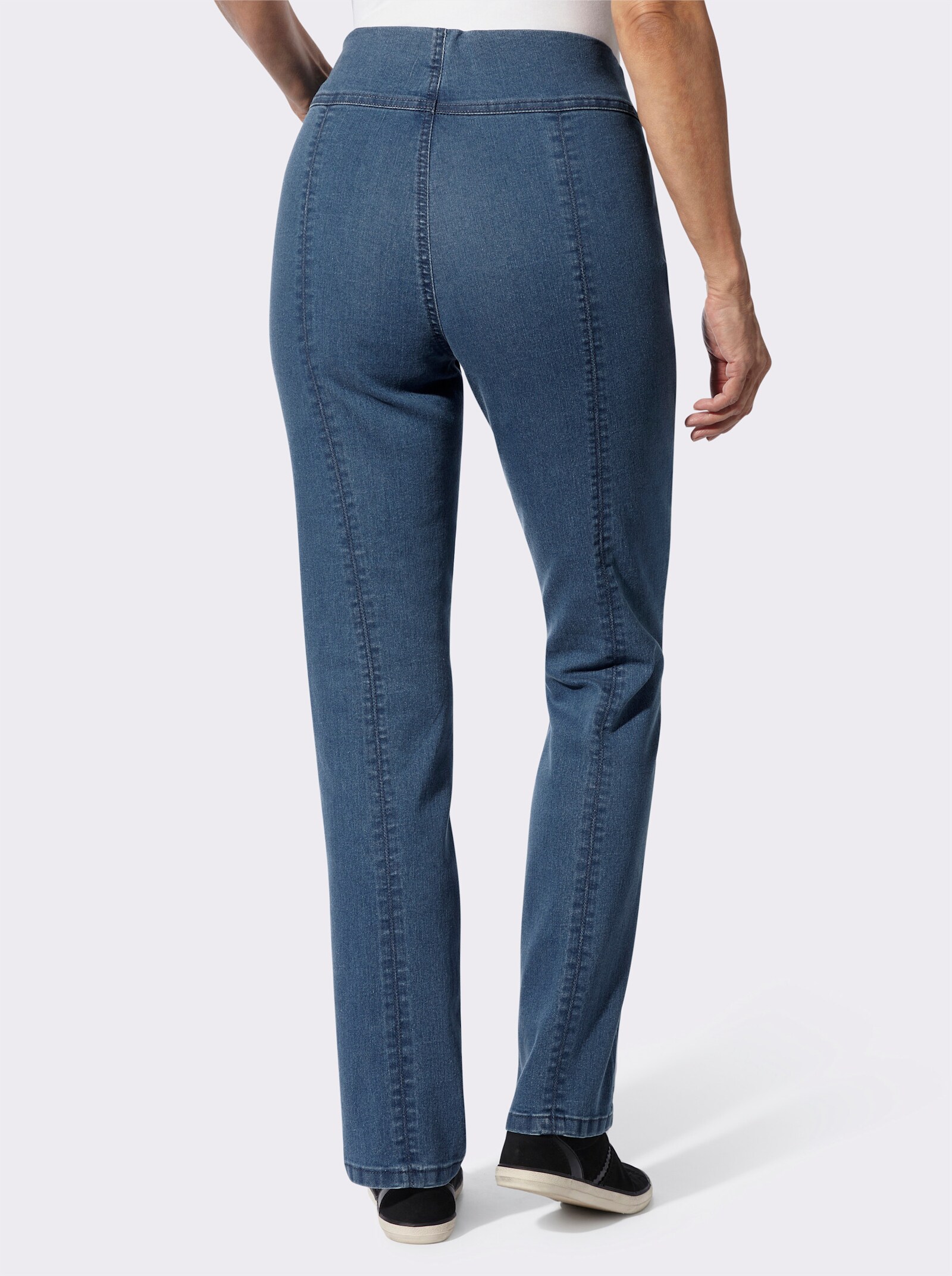 Jeans mit Teilungsnähten hinten - blue-stone-washed