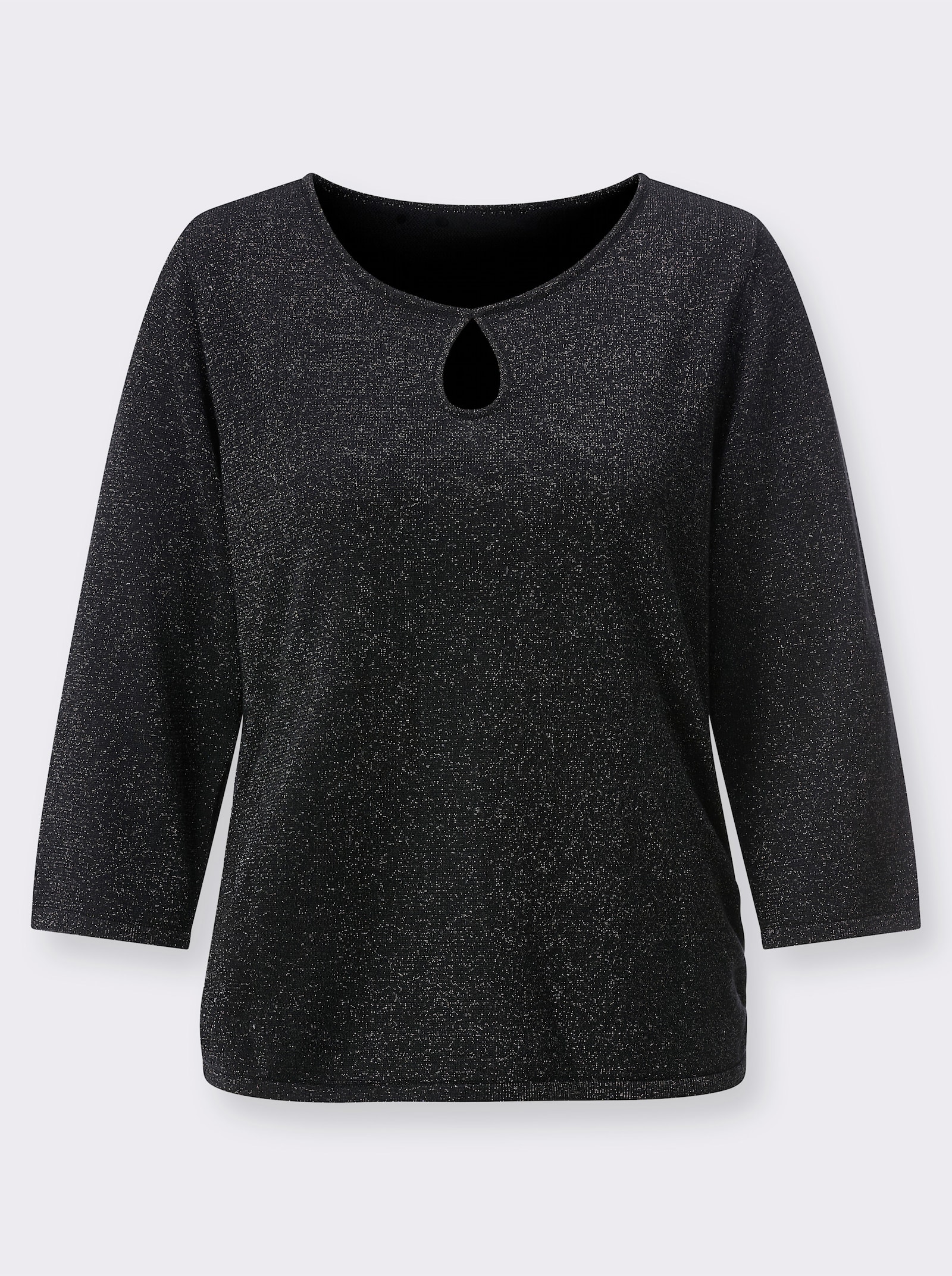 3/4 Arm-Pullover mit luftigem Lyocell-Anteil - schwarz