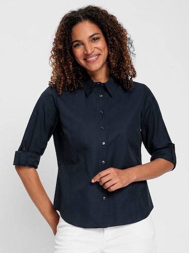 Langarm-Bluse - marine