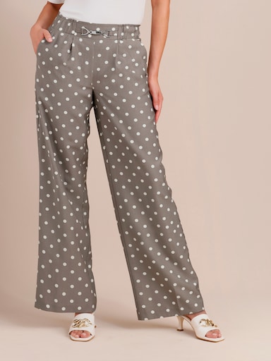 CREATION L PREMIUM Hose in Lyocell-Qualität - taupe-ecru-getupft