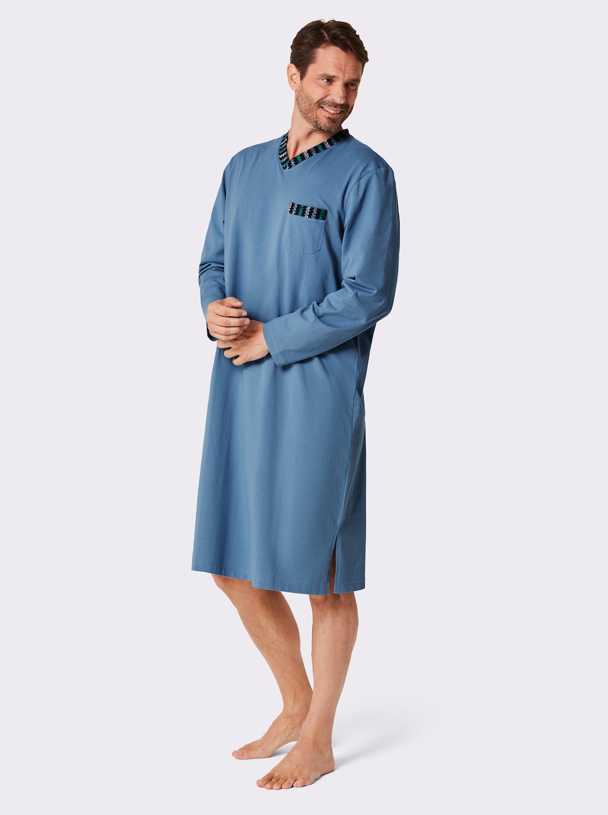 wäschepur men Nachthemden - marine bedrukt + middenblauw
