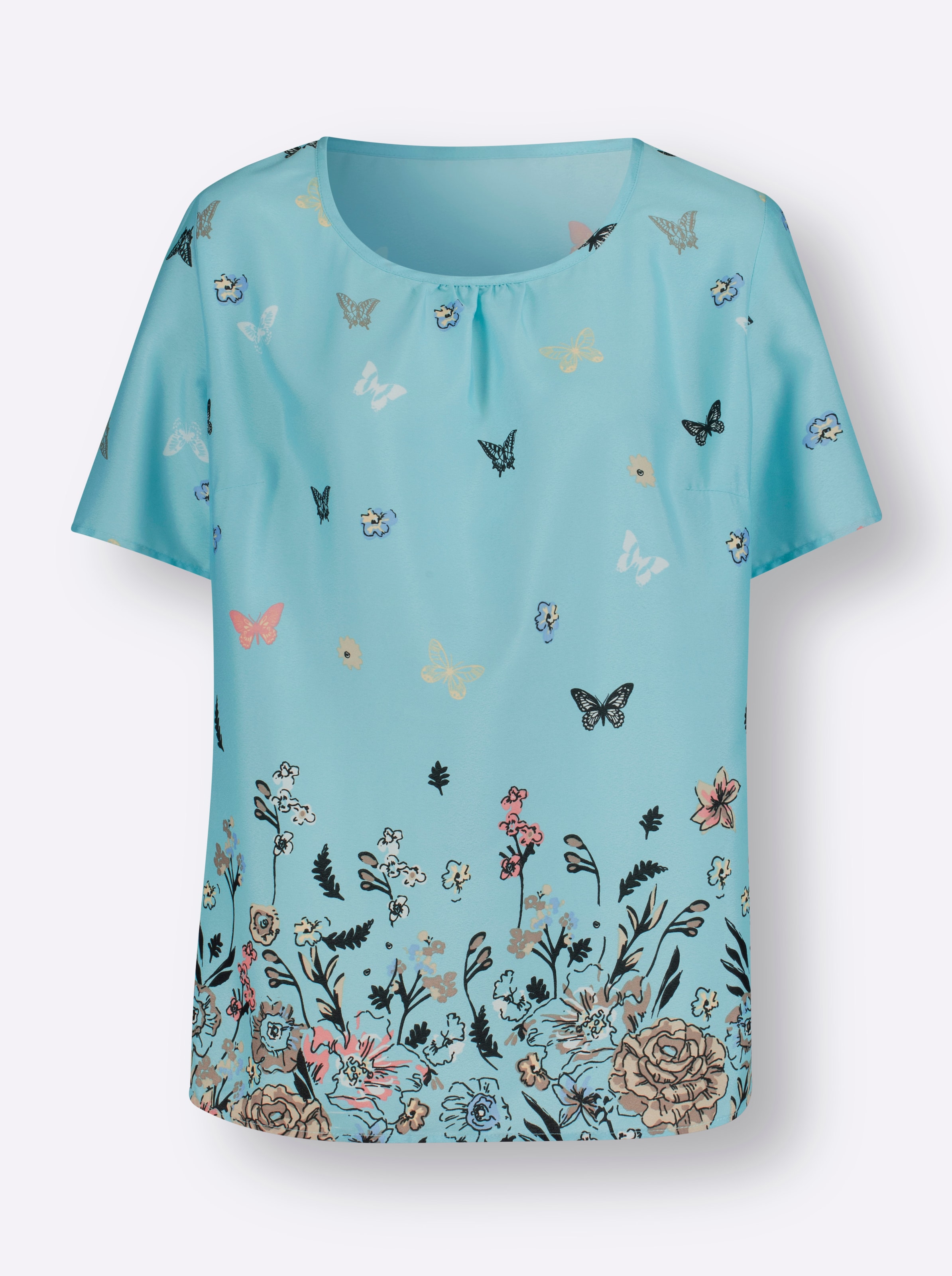 Witt Weiden Damen Schlupfbluse aquamarin bedruckt  - Onlineshop Witt Weiden