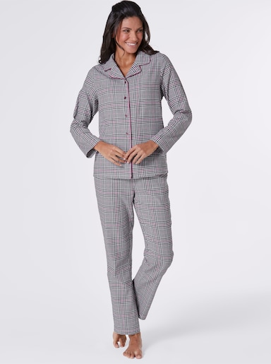 wäschepur Pyjama im Karodessin - graphit-magenta-kariert