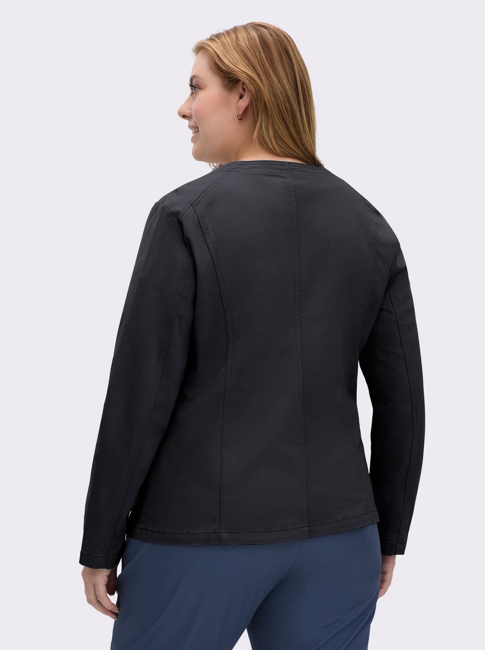 Jeansblazer mit Zier-Reißverschlüssen - schwarz
