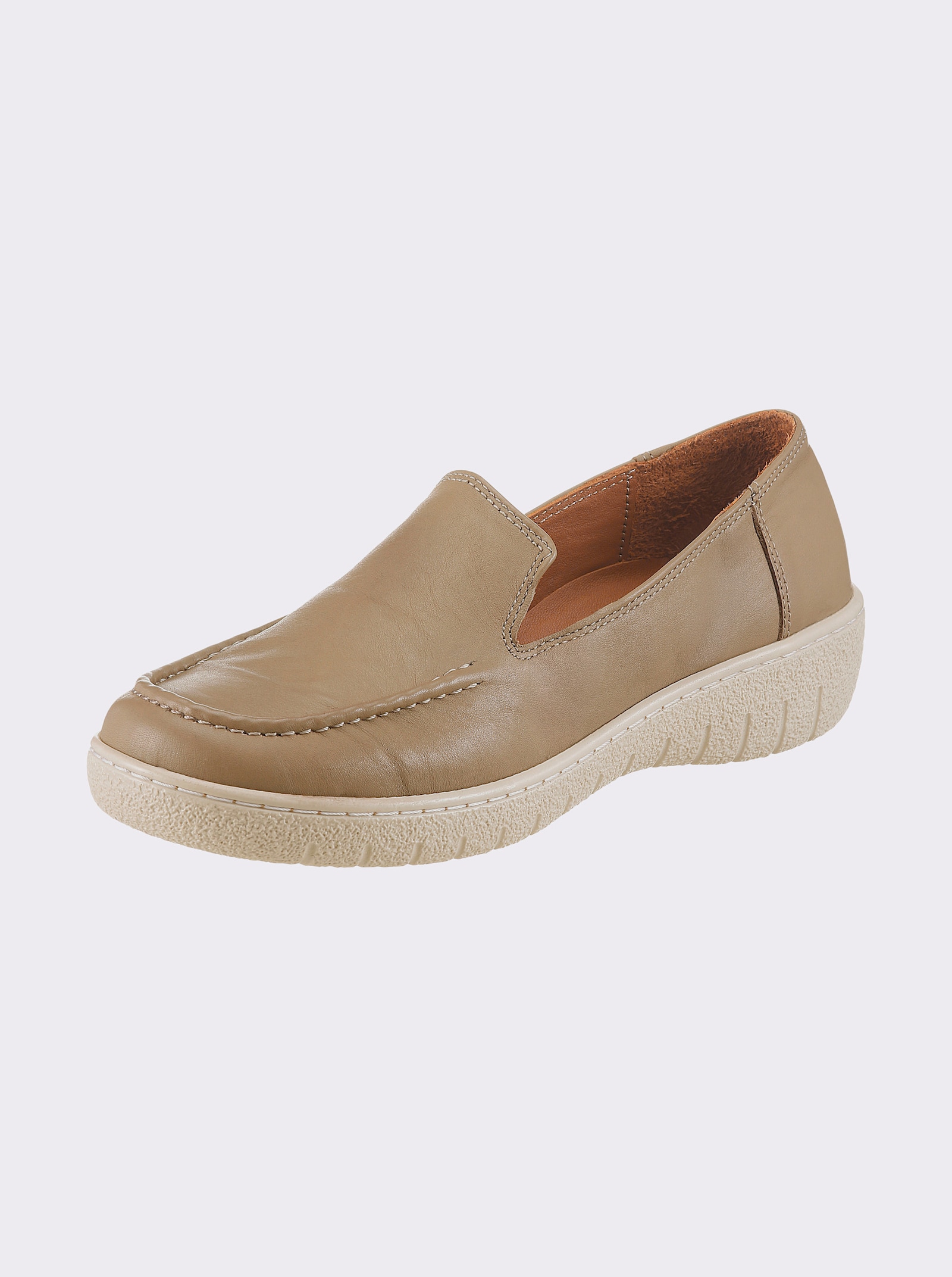Loretta Slipper aus Leder, weich gepolstert - beige