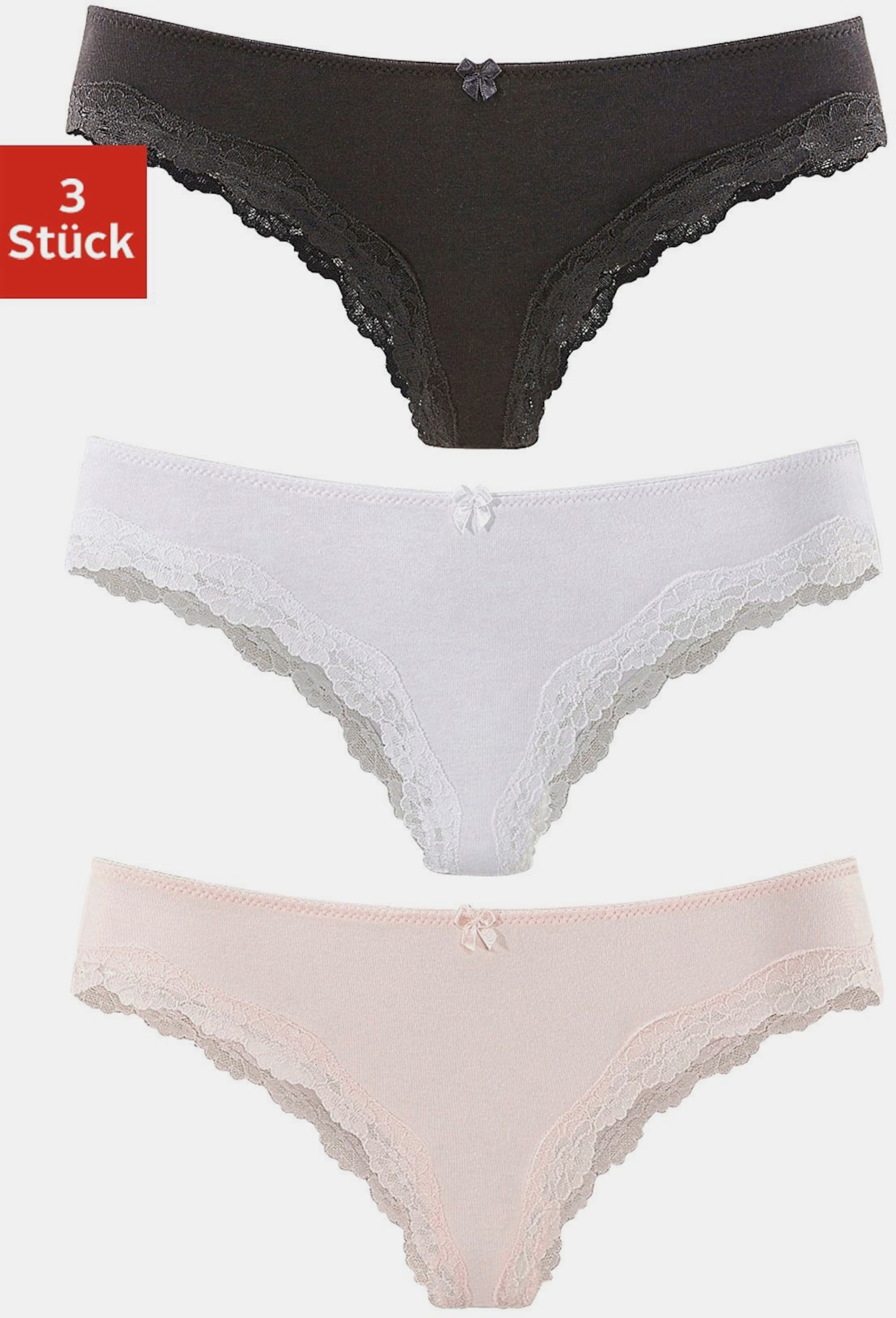 LASCANA Brasilslip - rosa, weiss, schwarz