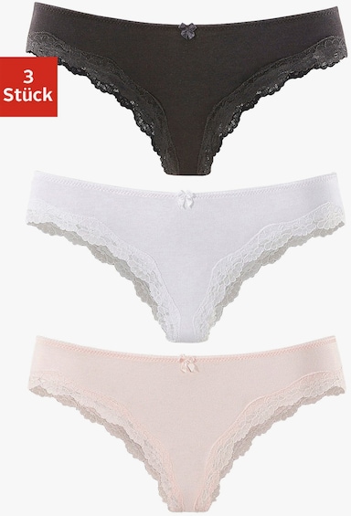 LASCANA slip brésilien - rose, blanc, noir