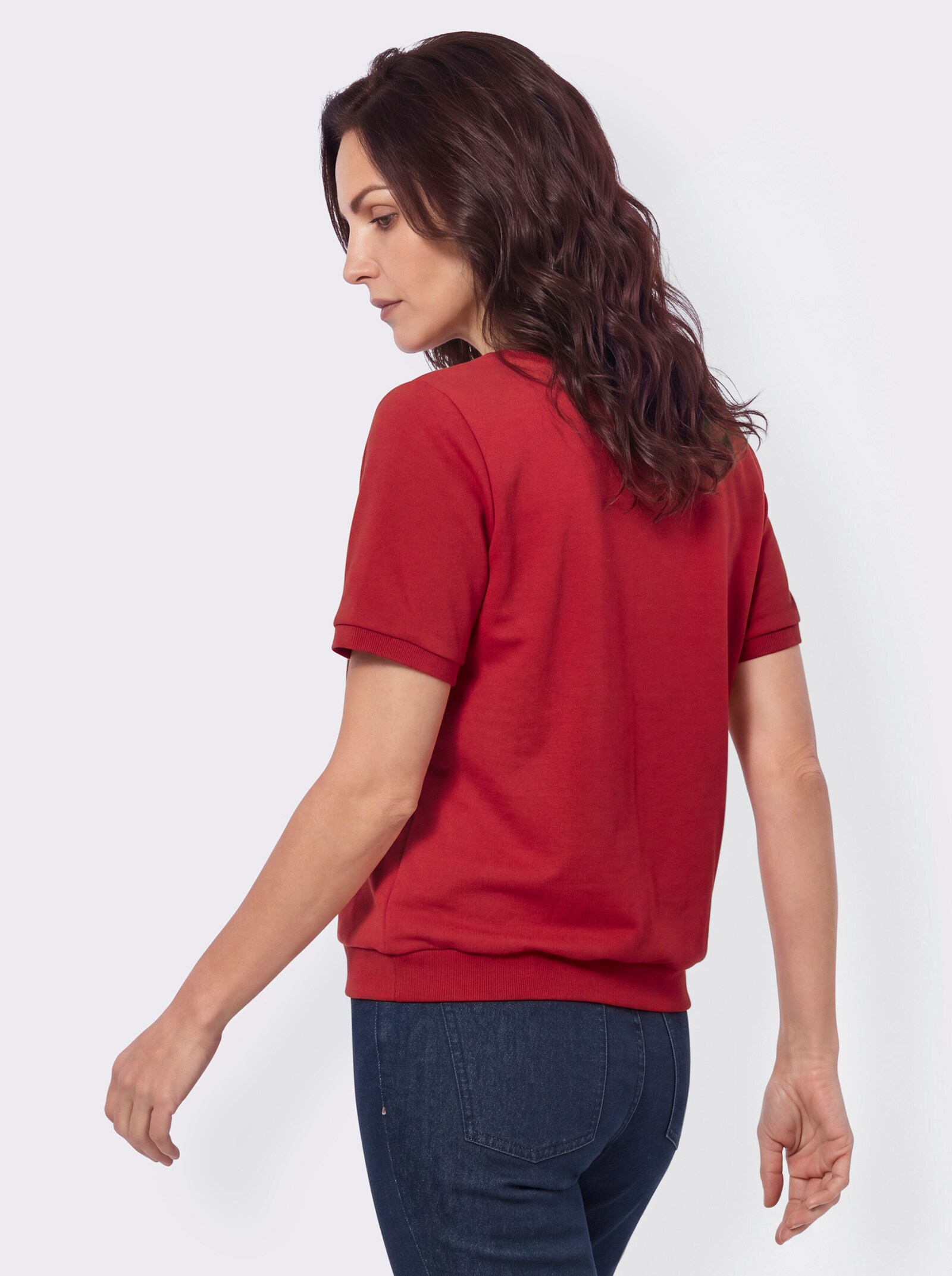 Sweatshirt mit Blütenstickerei-Motiv - erdbeere