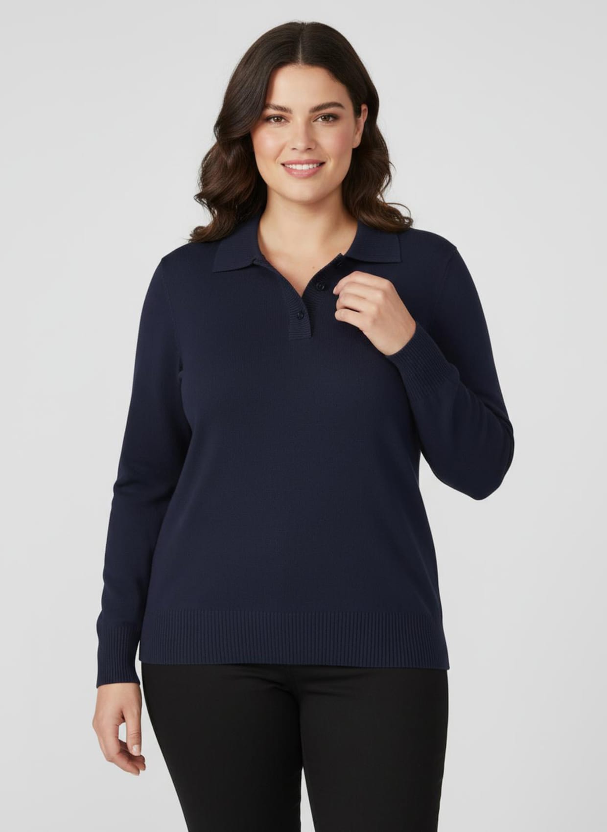 Polopullover mit kurzer Knopfleiste - marine