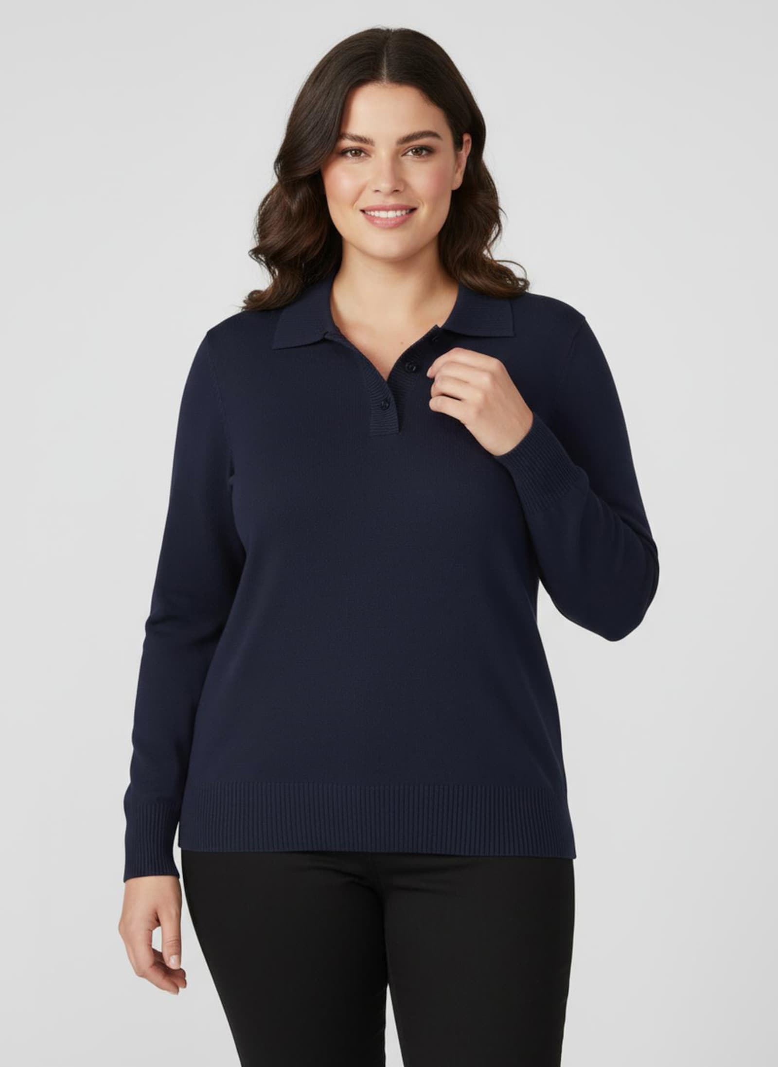 Polopullover mit kurzer Knopfleiste - marine