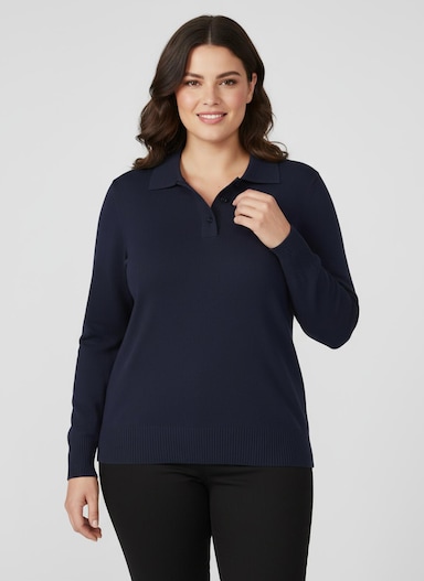 Polopullover mit kurzer Knopfleiste - marine